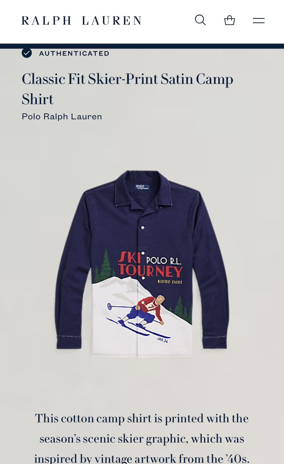 Polo Ralph Lauren Polo Ralph Lauren Classic Fit Ski Print Art Camp Shirt Size US L / EU 52-54 / 3 - 12 Thumbnail