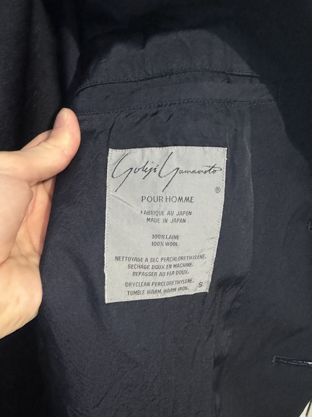 Yohji Yamamoto Vintage 90s Yohji Yamamoto Pour Homme Navy Blazer Size 40L - 3 Thumbnail