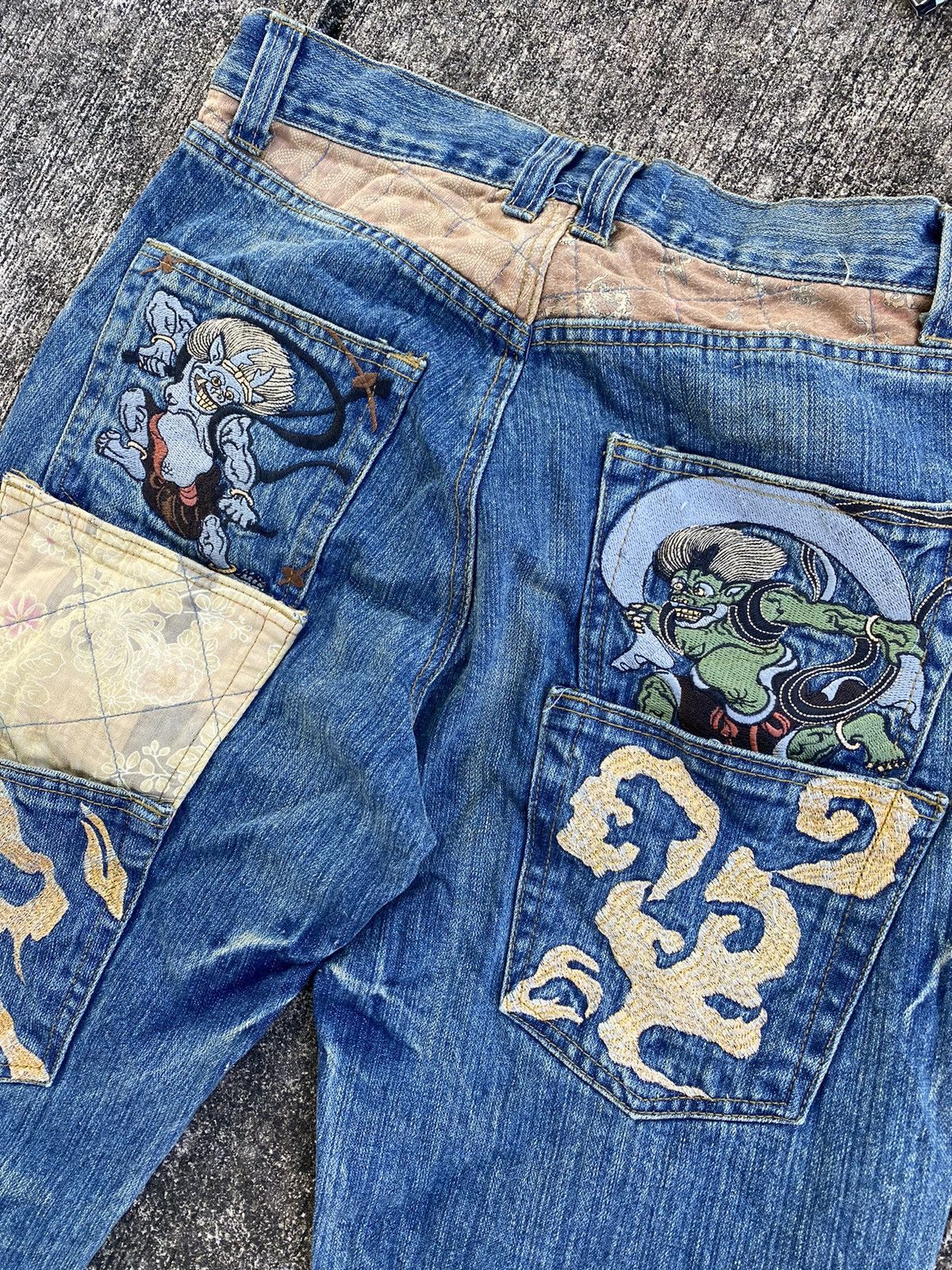 Japanese Brand Vintage Embroidery Sukarjan Denim -Look like Kurakuri Design Size US 31 - 4 Thumbnail