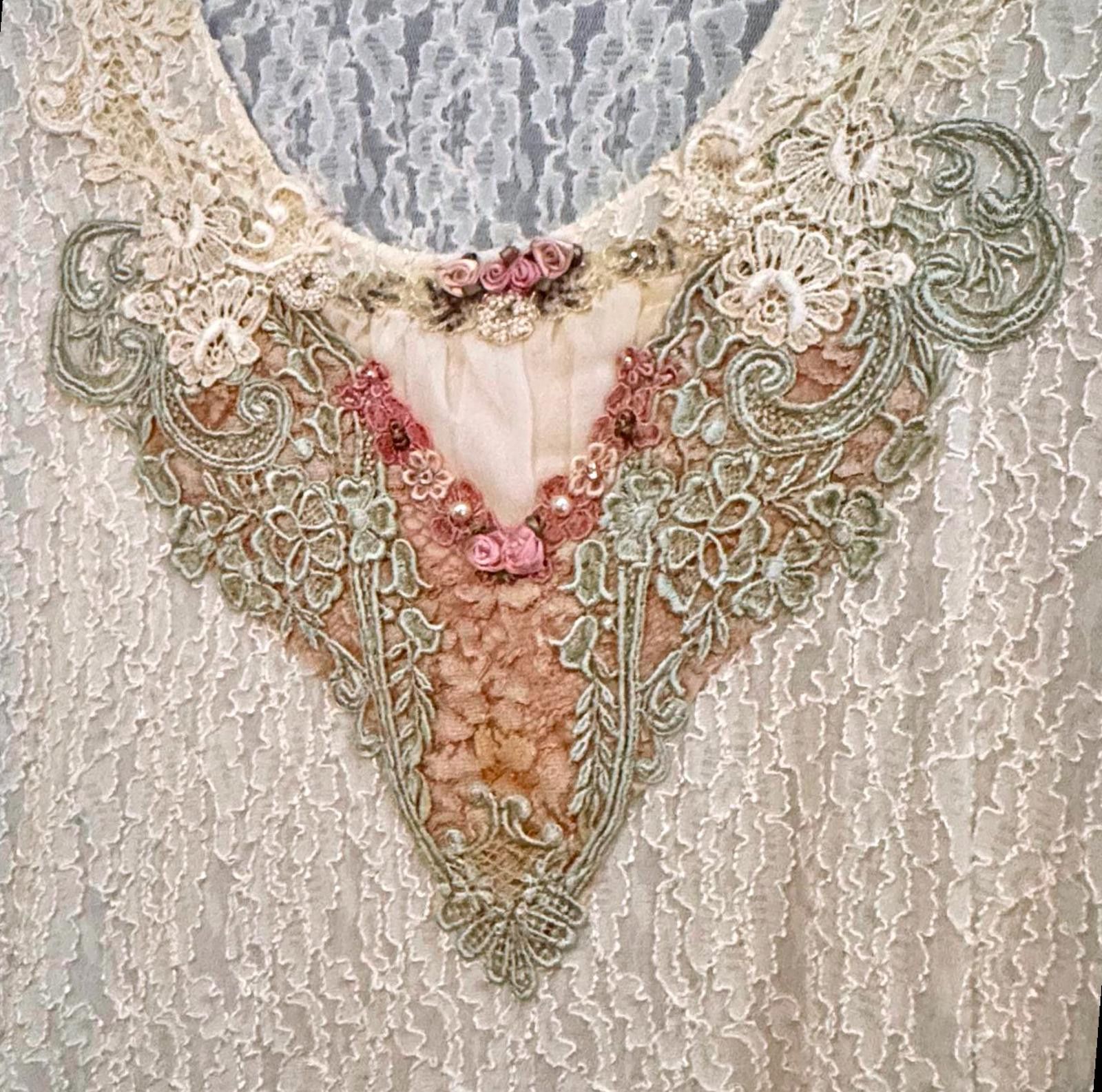 Designer Vintage Lace Dress with Intricate Embroidery by Phun Shirts Size XL / US 12-14 / IT 48-50 - 2 Thumbnail