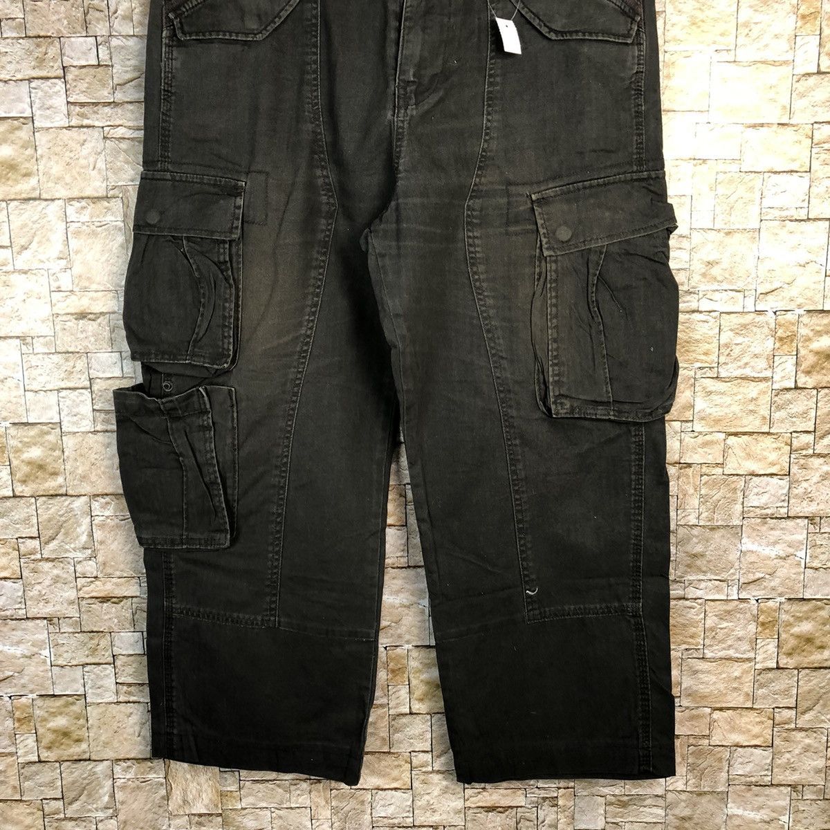 Japanese Brand Gap Black faded Cargo utility Multipocket Pants #A737 Size US 36 / EU 52 - 3 Thumbnail