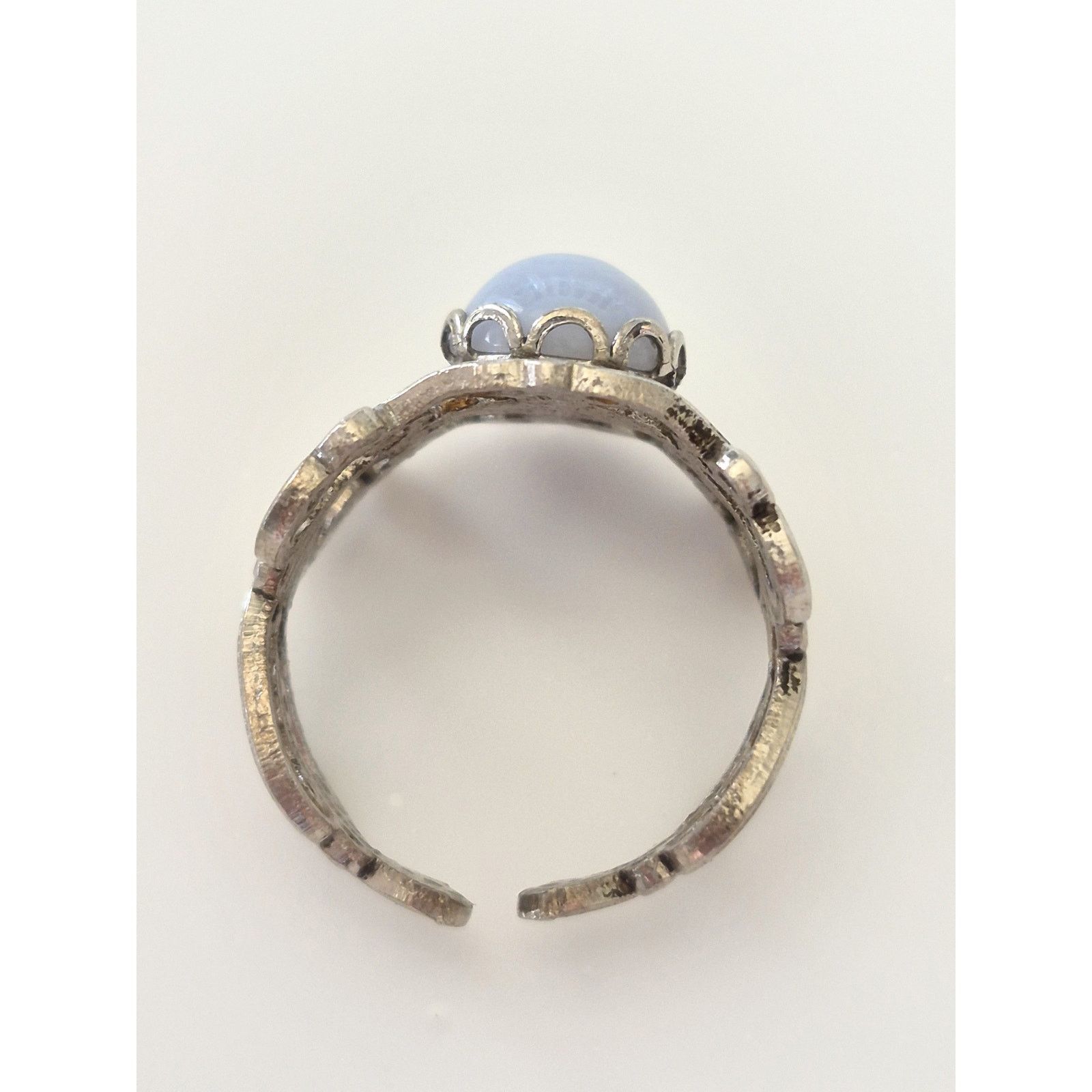 Other Vintage Blue Lace Agate Silver tone Filigree Ring Size ONE SIZE - 5 Thumbnail