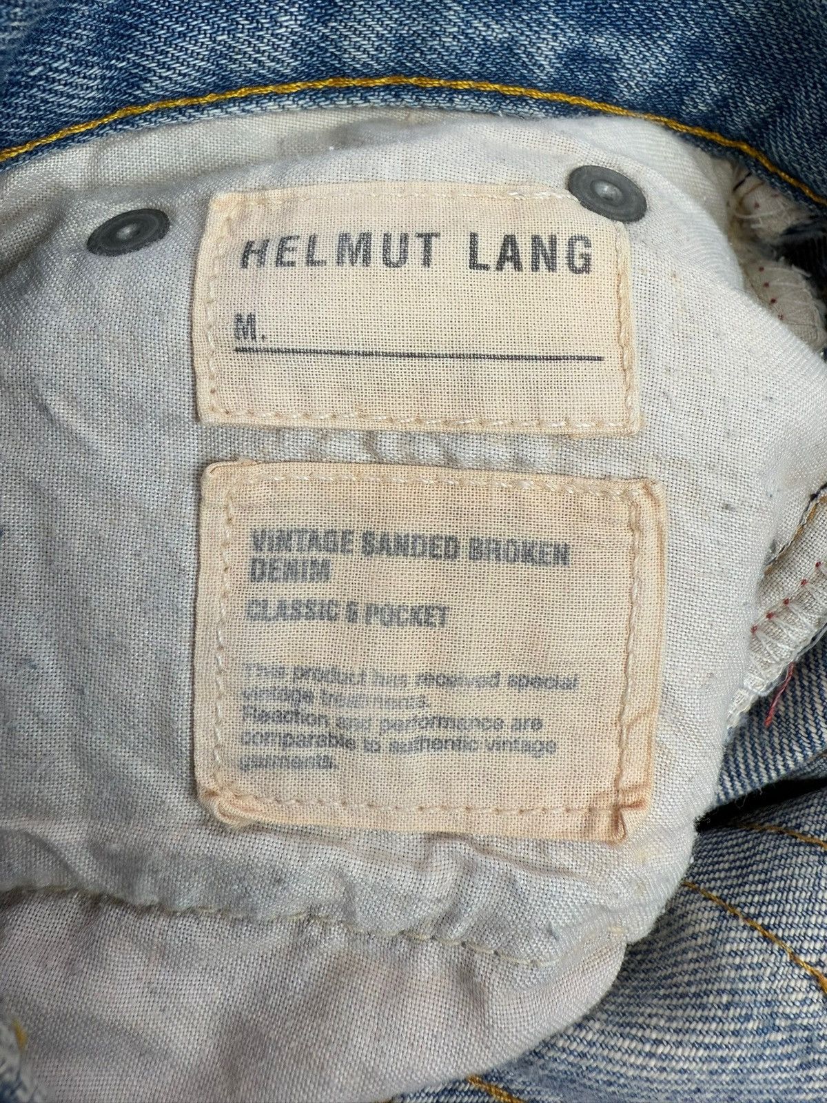 Helmut Lang 90s Helmut Lang Vintage Sanded Broken Wash Blue Denim Size US 26 / EU 42 - 2 Thumbnail