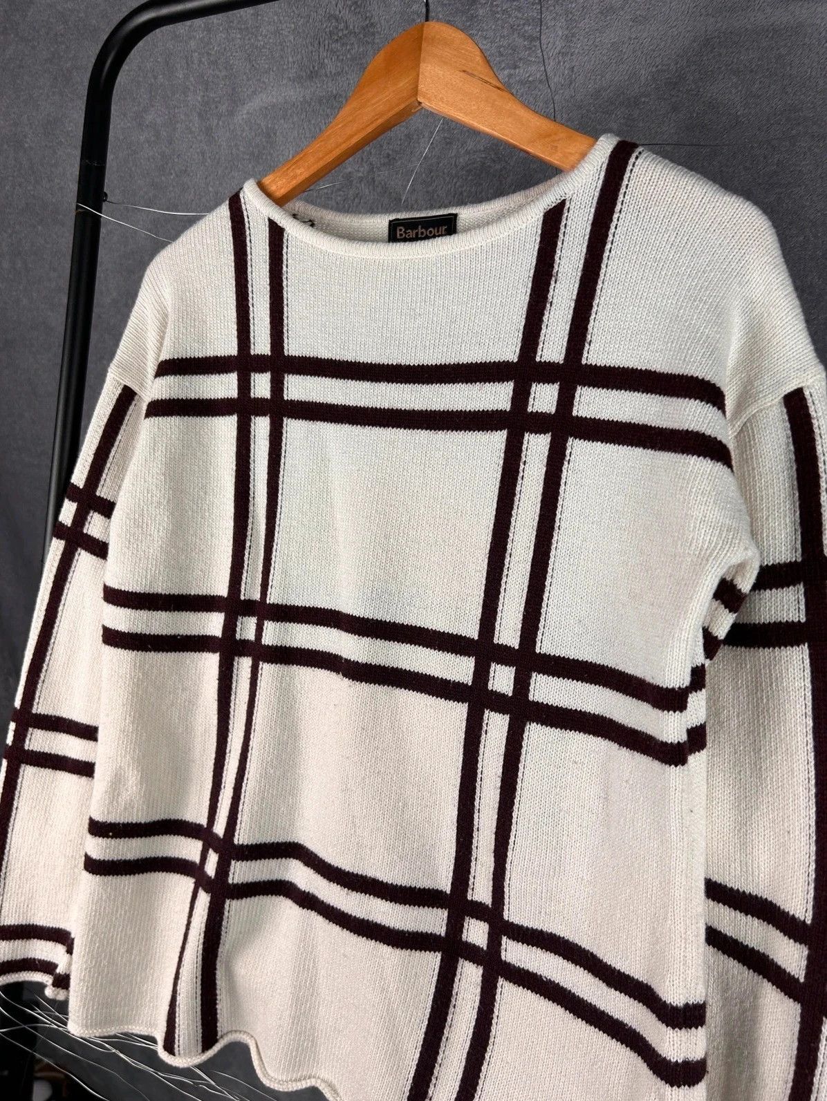 Barbour Barbour Knit Sweater Checked Grid White Black S Size S / US 4 / IT 40 - 3 Thumbnail