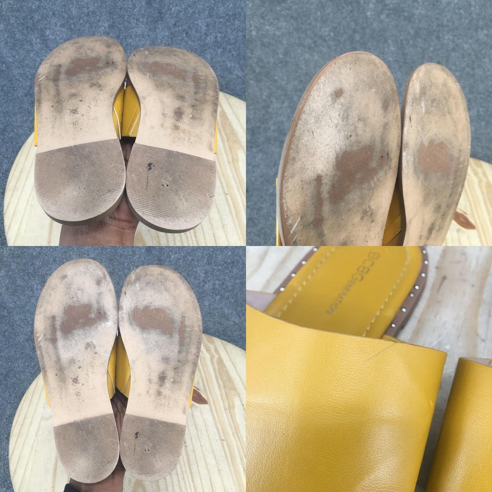 BCBGeneration BCBGeneration Sandals Womens 10M Zinda Slip On Slides Yellow Faux Leather Casual Size US 10 / IT 40 - 8 Thumbnail