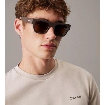 Calvin Klein Calvin Klein CK25510S 209 Unisex Sunglasses Beige Rectangle Size ONE SIZE - 5 Thumbnail