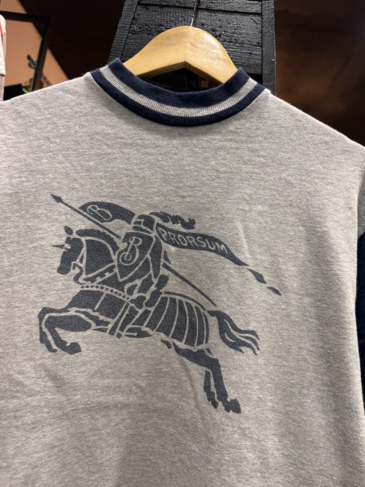 Burberry Prorsum 80s Burberrys USA Prorsum Knight Raglan Sweatshirt Grey Navy Size US M / EU 48-50 / 2 - 3 Thumbnail