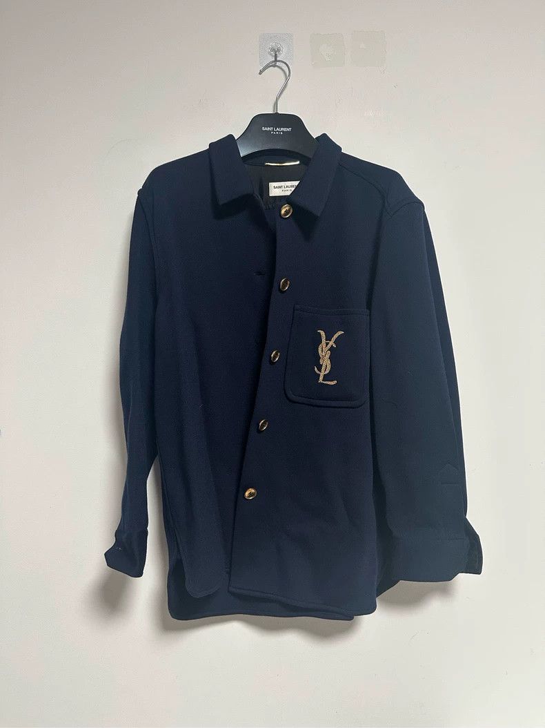 Saint Laurent Paris Classic Blue Shoulder Jacket by YSL Size US L / EU 52-54 / 3 - 1 Thumbnail