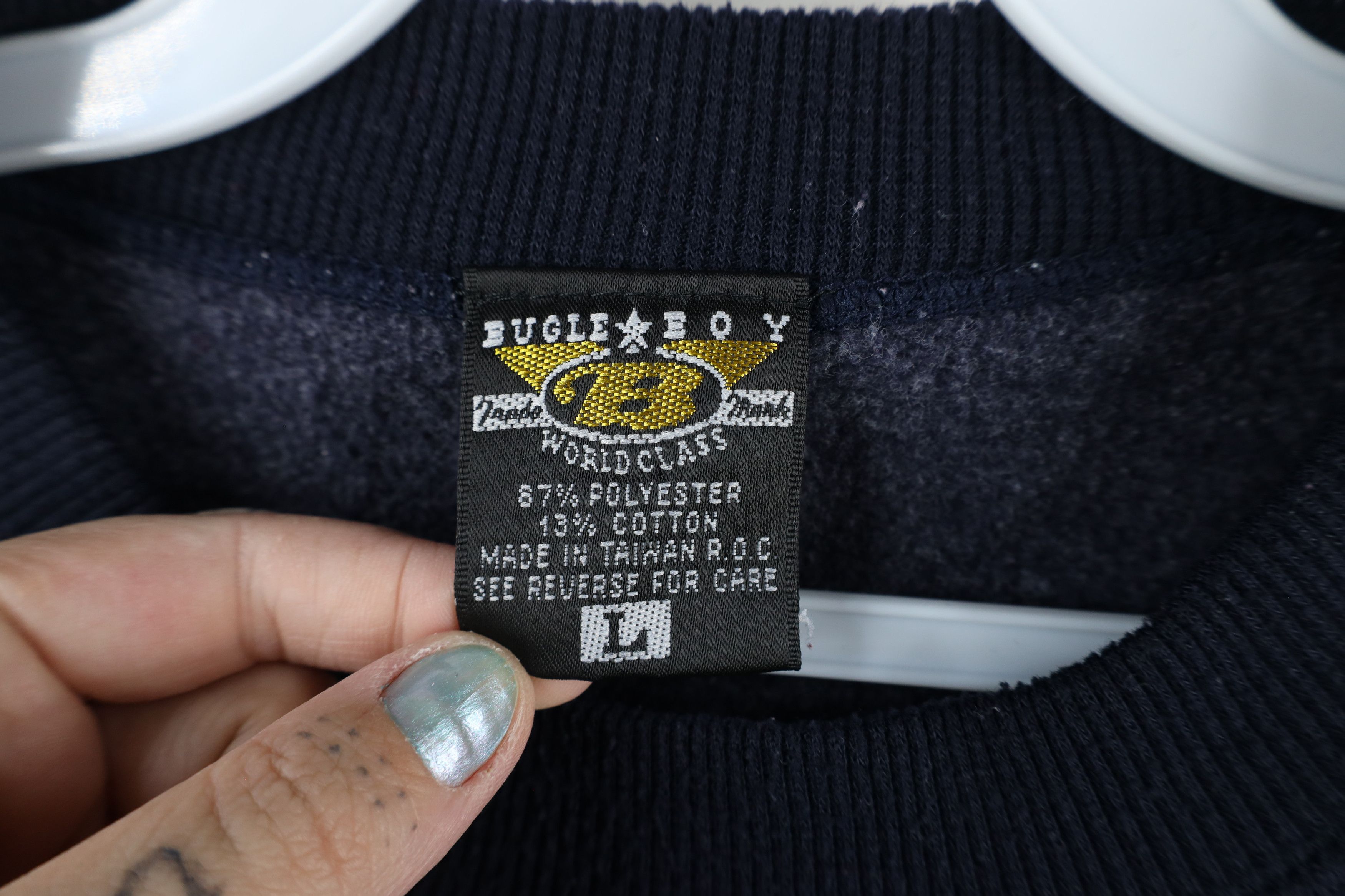 Vintage Vintage 90s Bugle Boys Crest Crewneck Sweatshirt Blue Size US L / EU 52-54 / 3 - 5 Thumbnail