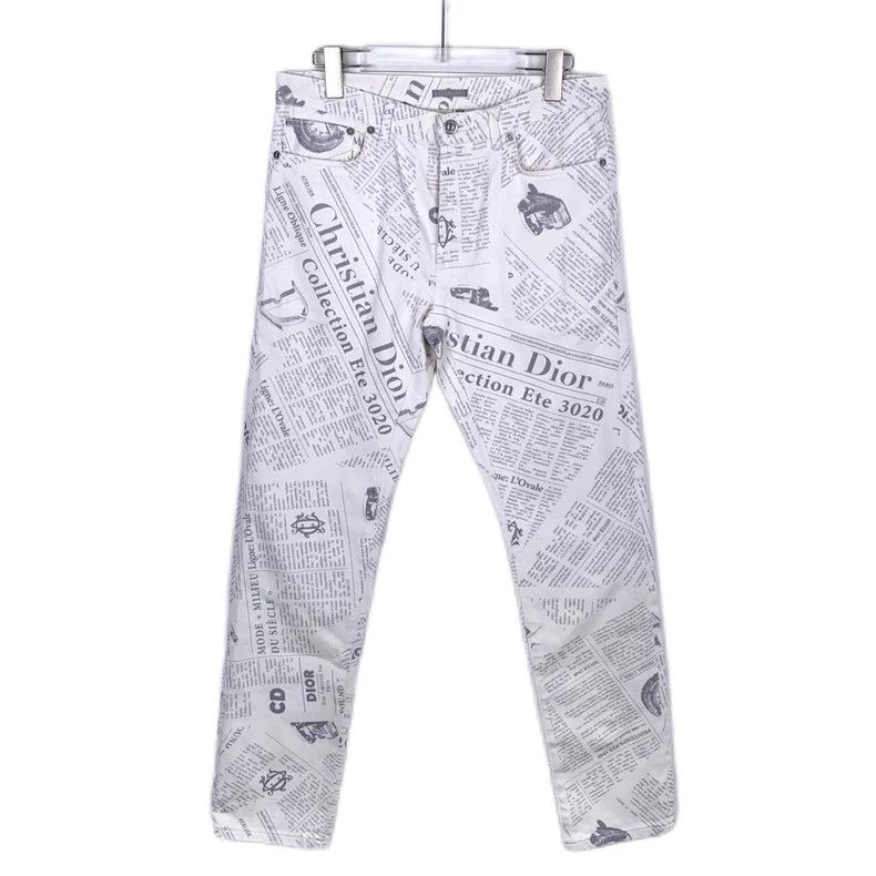 Dior Dior Logo newspaper bullet print white cotton leather brand Size US 30 / EU 46 - 1 Thumbnail