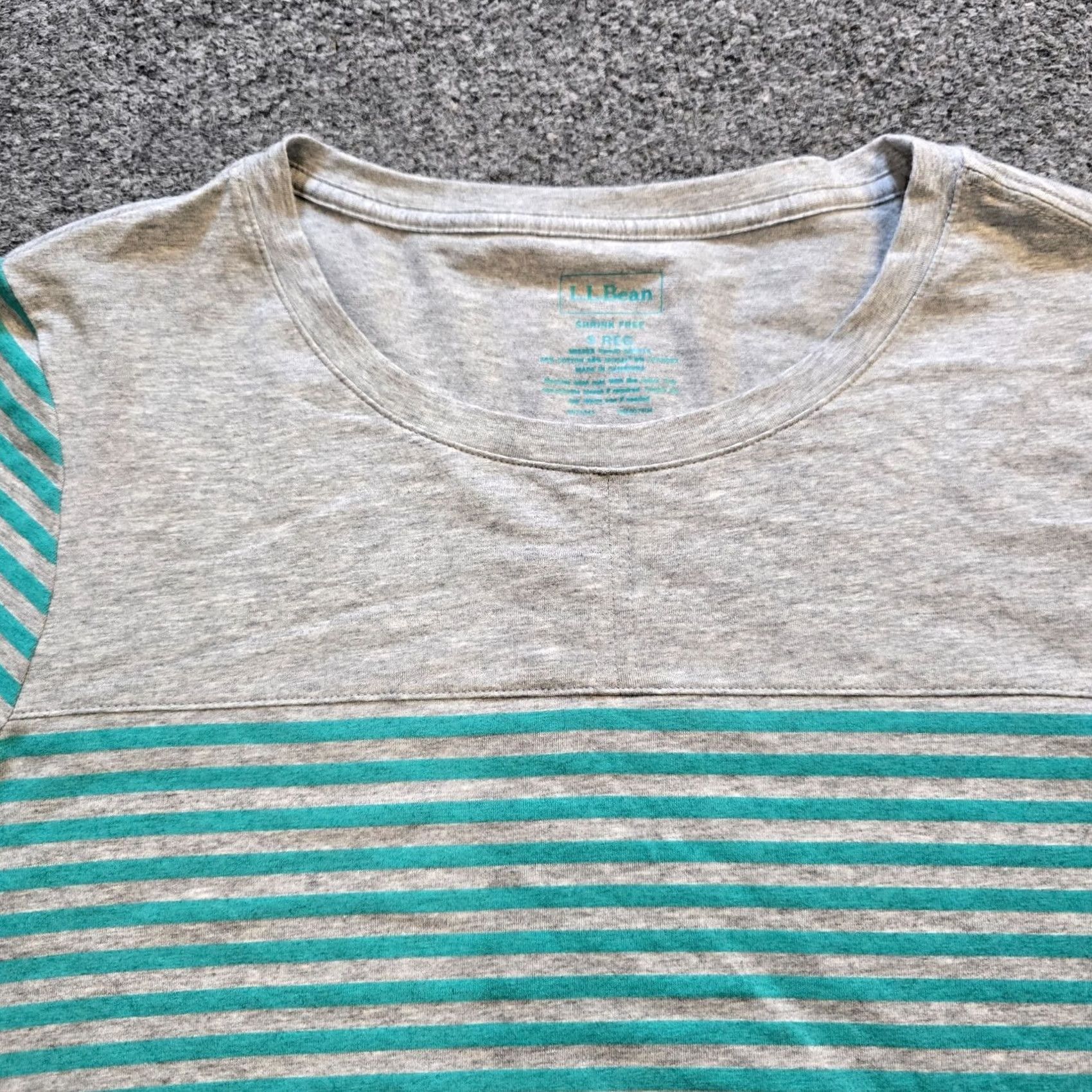 Vintage L.L. Bean Top Womens Size Small Gray Striped Cotton Long Sleeve Round Neck Blouse Size S / US 4 / IT 40 - 2 Thumbnail