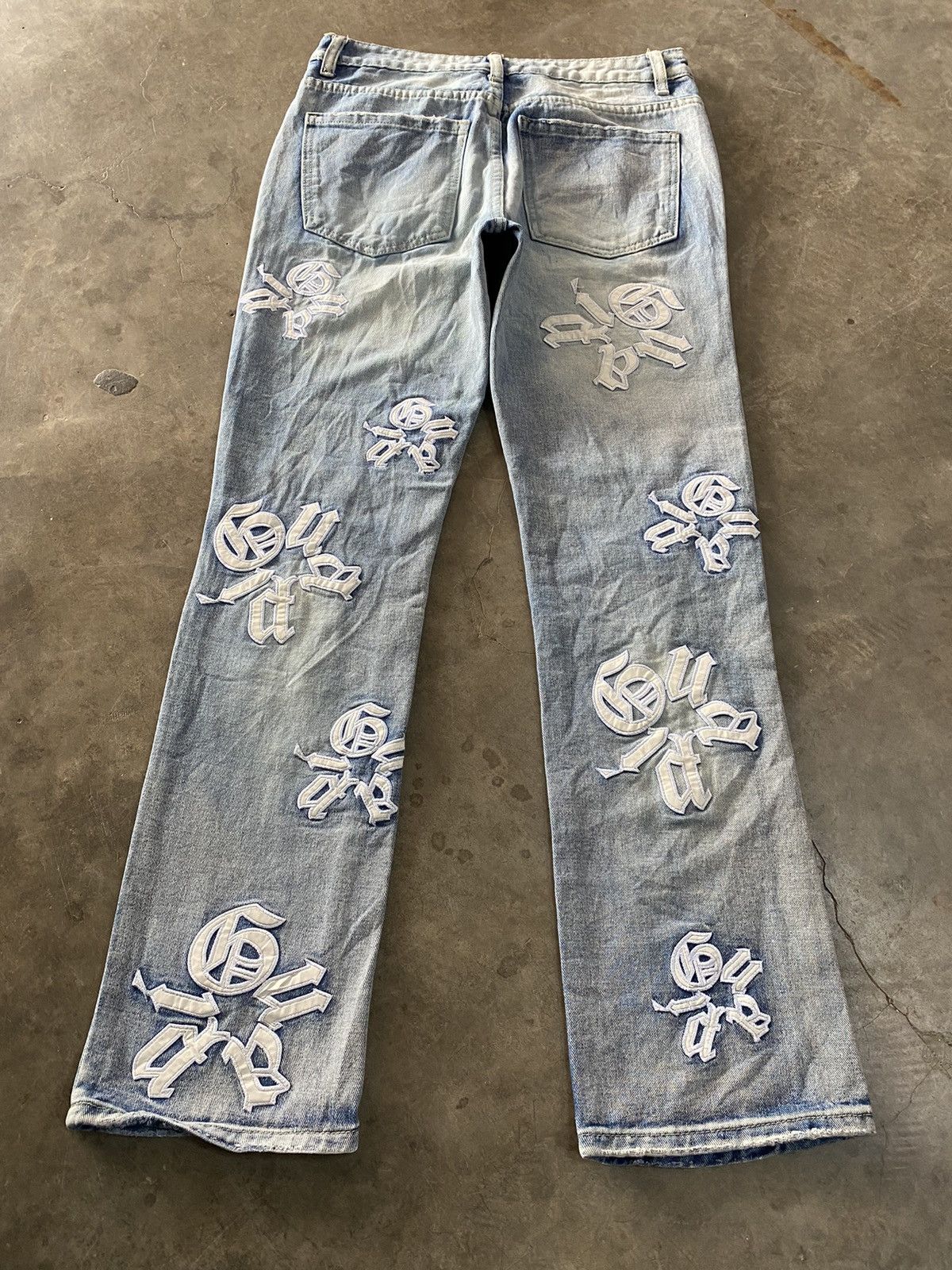 Japanese Brand Y2k Letter Embroidery Street Style Ripped Denim Pants Size US 30 / EU 46 - 12 Thumbnail