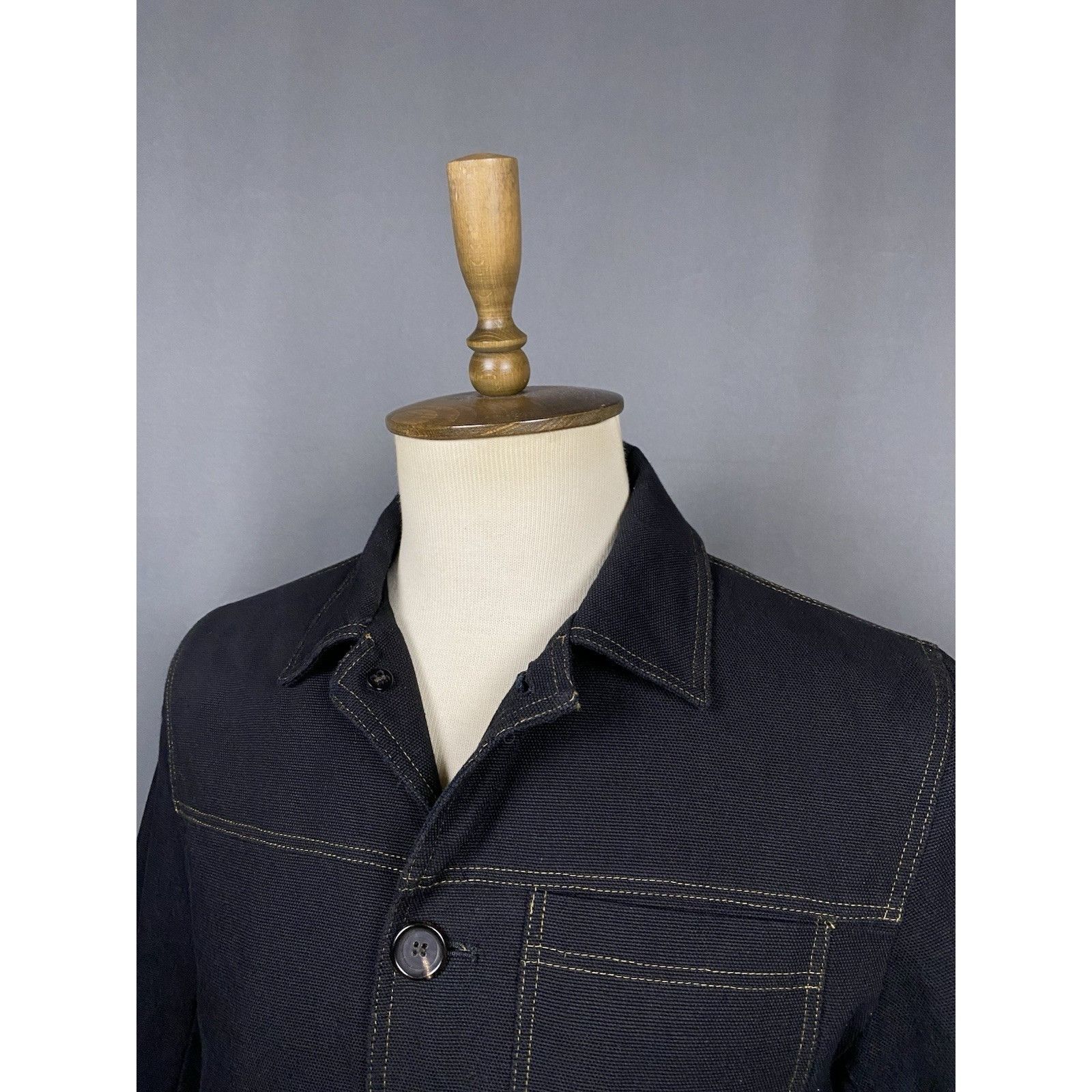 Oliver Spencer MINT! Oliver Spencer Men's Black Denim Collared Bomber Jacke Size US M / EU 48-50 / 2 - 5 Thumbnail