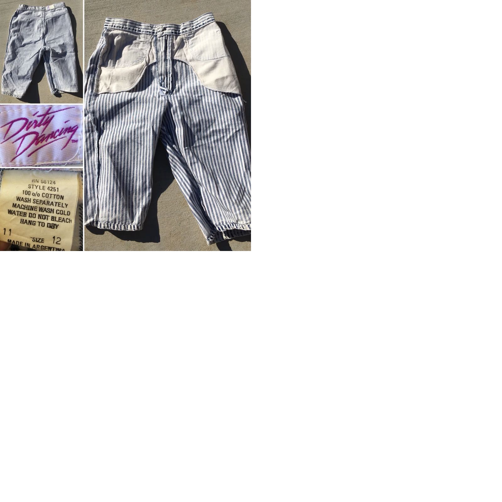 Denime VINTAGE Dirty Dancing Striped Acid Wash Denim Shorts 1980s 80s Size 12 29” Waist Denim Shorts Womens Boys Girls Mens Size 34" / US 12 / IT 48 - 9 Thumbnail