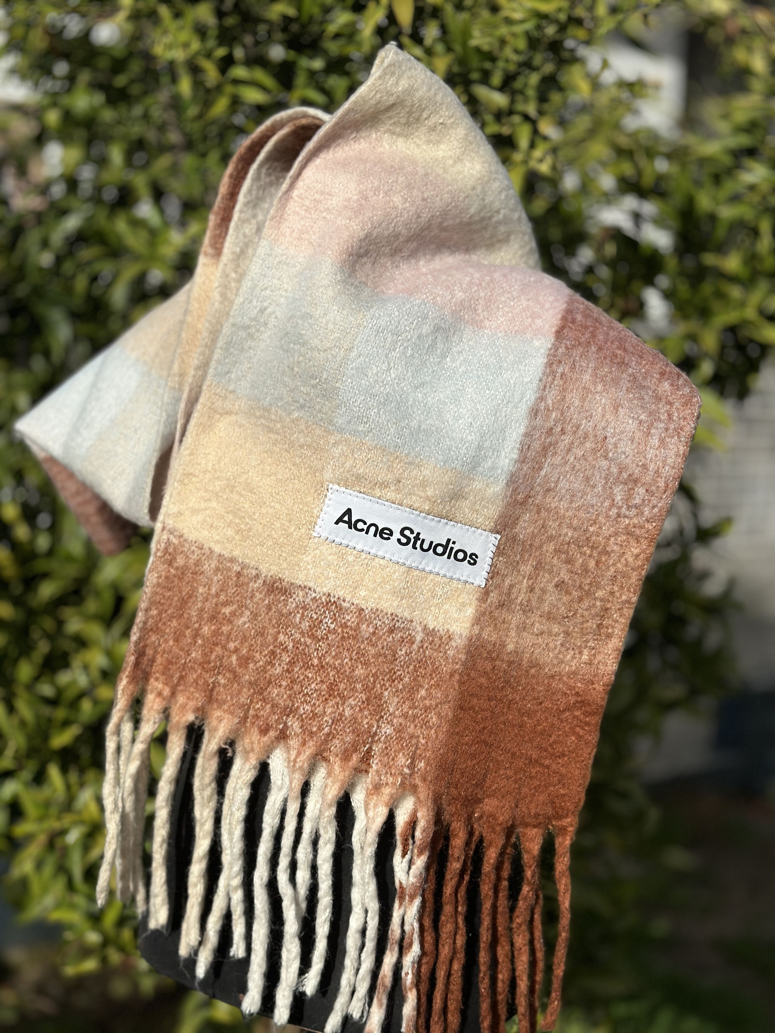 Acne Studios Acne Studios Multicolor Checked WoolMohair Blend Scarf Beige Size ONE SIZE - 2 Thumbnail
