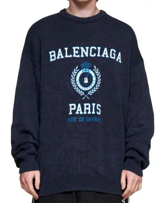 Balenciaga College Crest Logo Knit Sweater