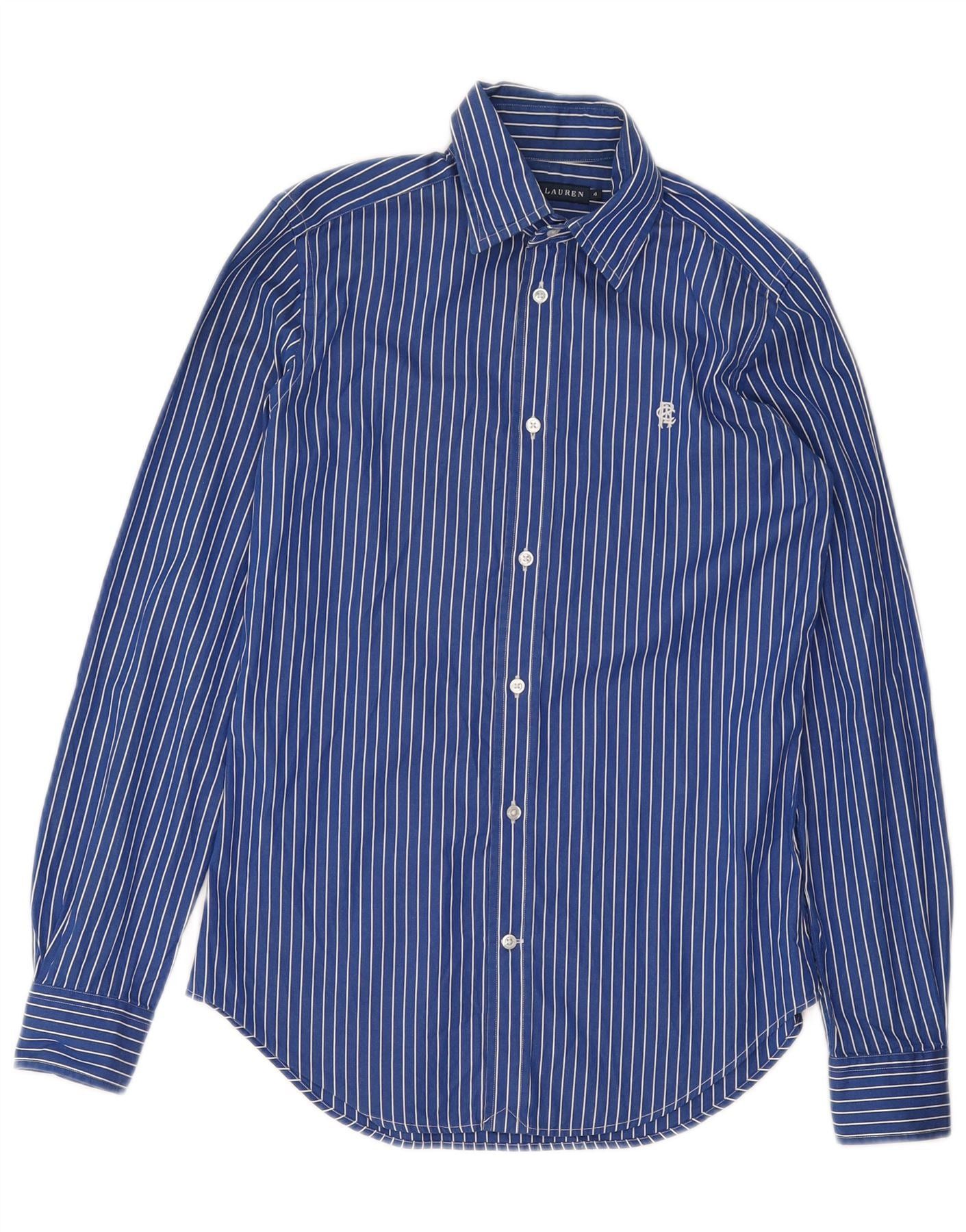 Ralph Lauren Womens Graphic Shirt US 4 Small Blue Striped Cotton Size XS / US 0-2 / IT 36-38 - 1 Thumbnail