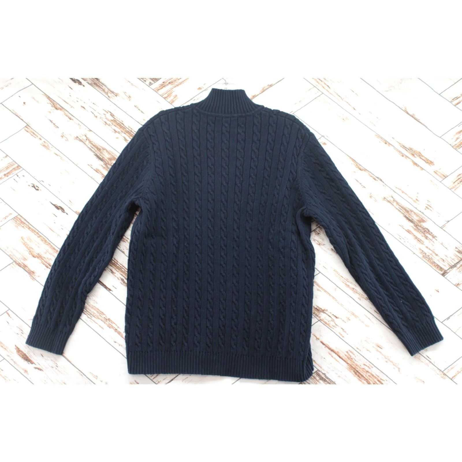 Ralph Lauren VINTAGE Lauren Ralph Lauren Sweater Women Large Blue Crest Logo 1/4 Zip Cable Knit 90s Preppy Women Size L / US 10 / IT 46 - 2 Thumbnail