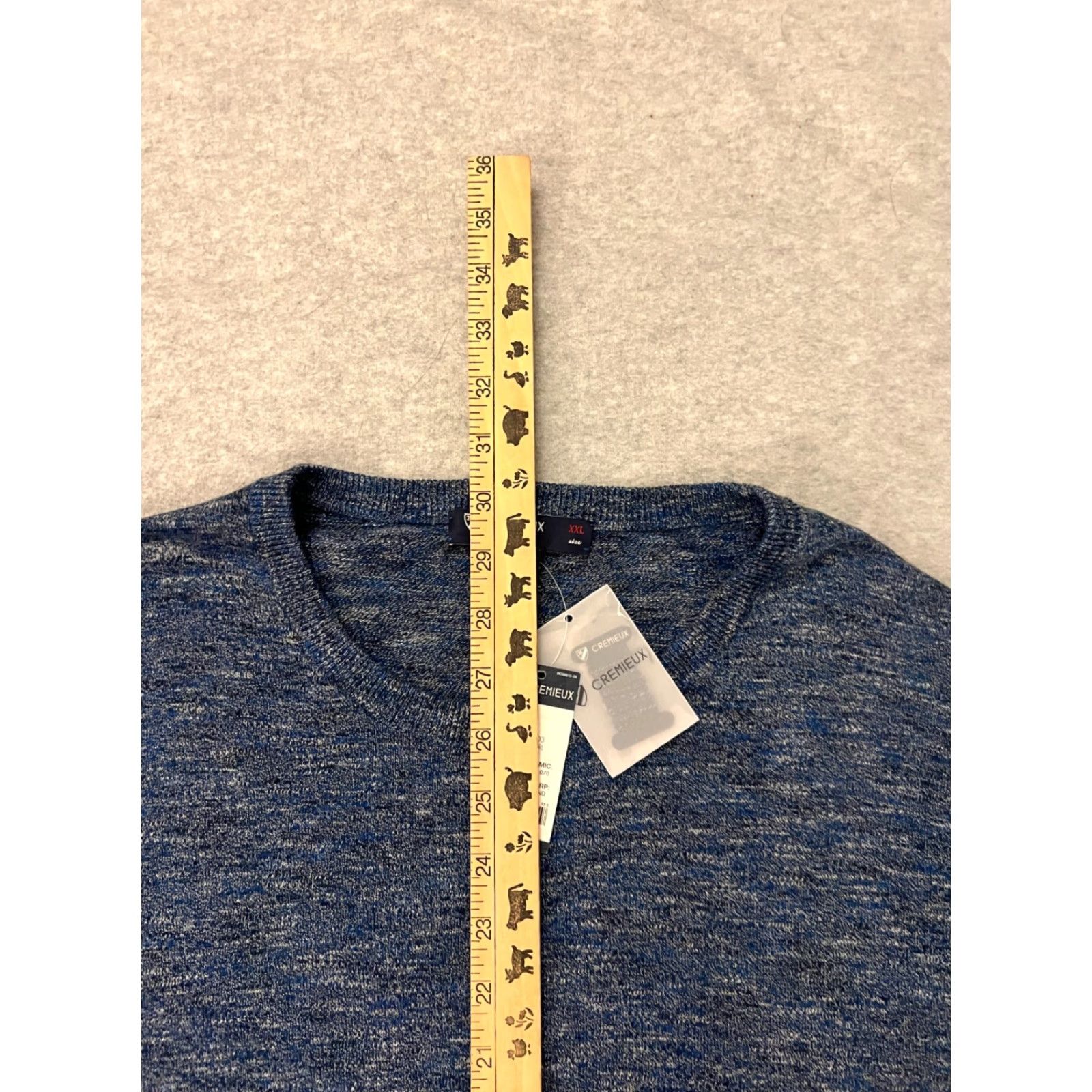 Cremieux Cremieux Men’s XXL Blue Marl Elbow Patch Cotton Knit Pullover Sweater NWT Size US XXL / EU 58 / 5 - 7 Thumbnail