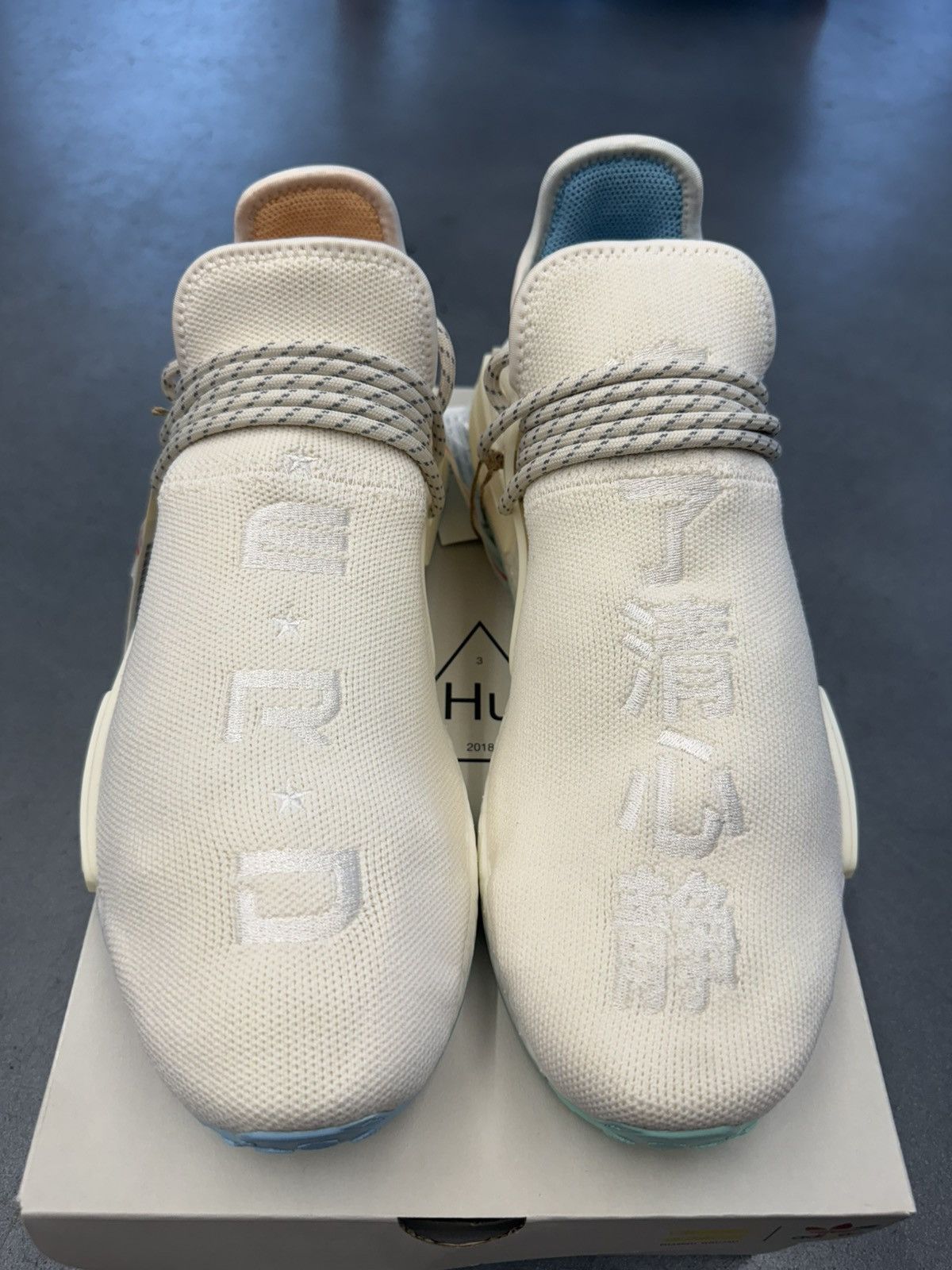 Adidas × Pharrell 2018 Adidas NMD Hu Pharrell Nerd Chalk White 1 of 14 Sample Size US 11 / EU 44 - 12 Thumbnail