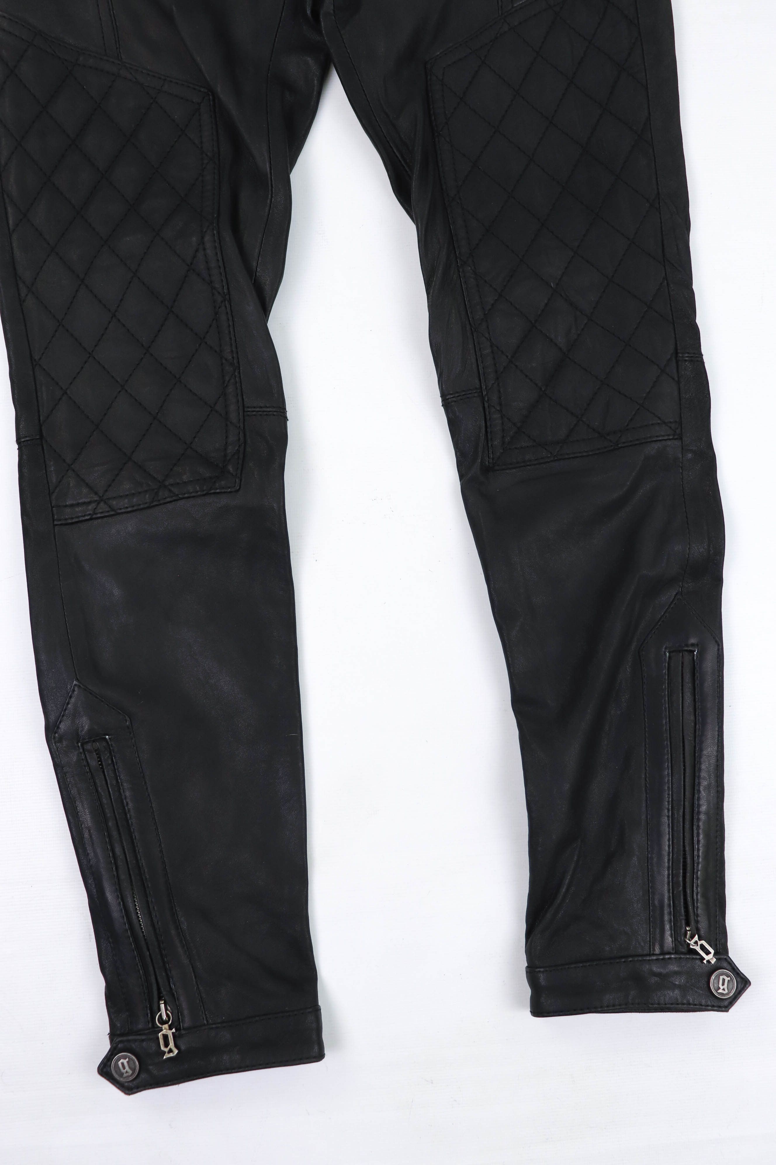 John Galliano Vintage Galliano 2000s Black Leather Zip Biker Pants Size 30" / US 8 / IT 44 - 4 Thumbnail