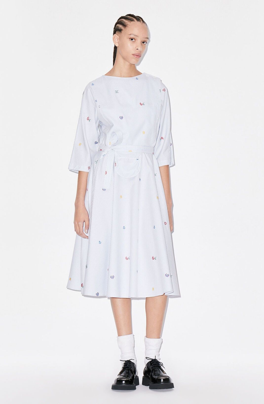 Kenzo o1y1025 Midi Dress in Sky Blue Size S / US 4 / IT 40 - 3 Thumbnail