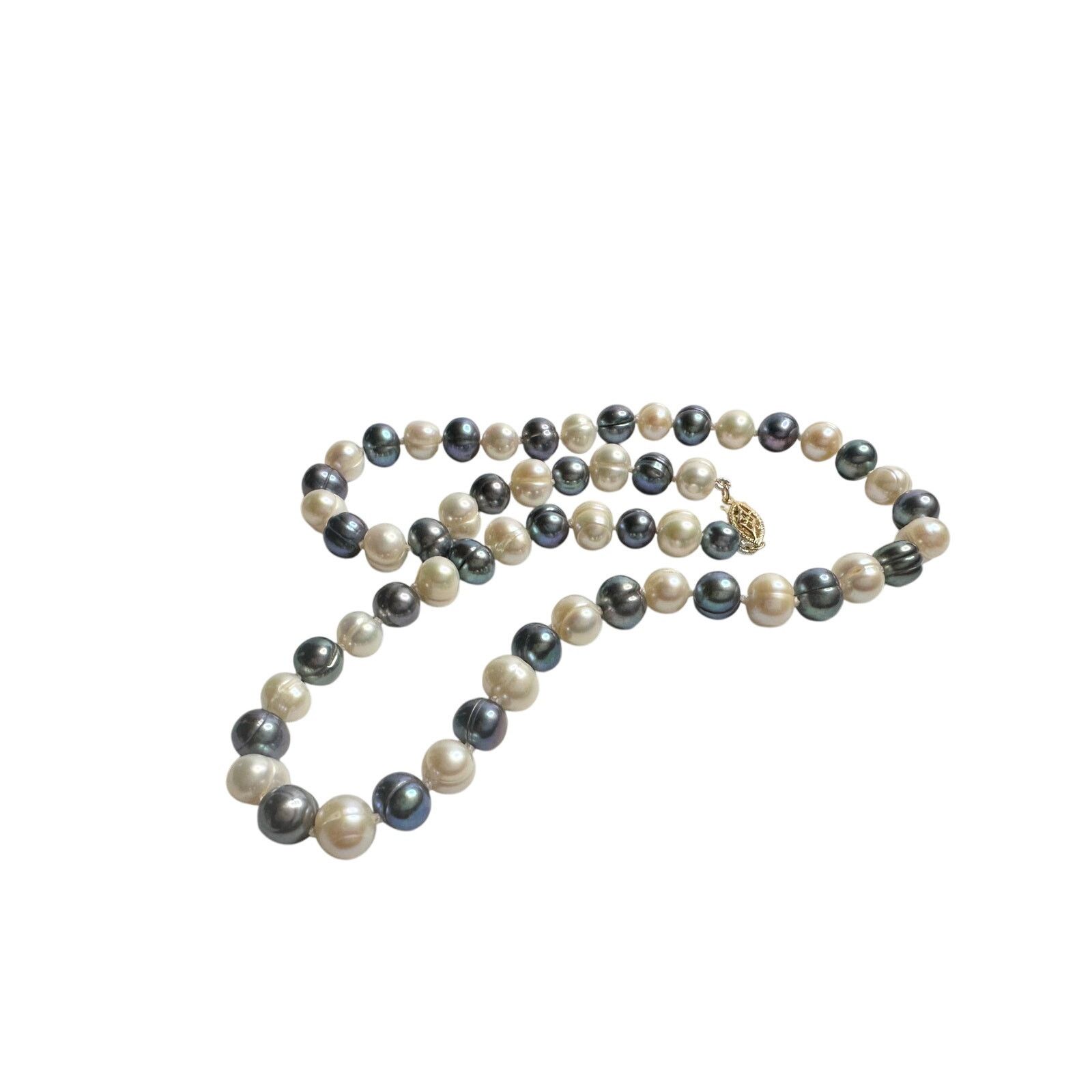 Other 14kt Gold 7mm Peacock Black (Bluish) & White Pearl Necklace Size ONE SIZE - 9 Thumbnail