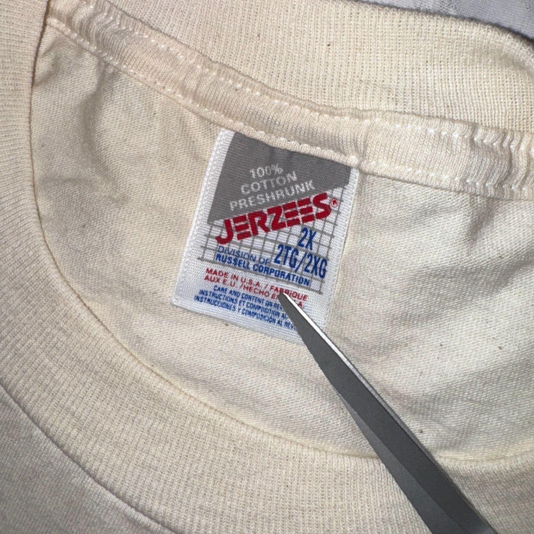 Jerzees VINTAGE Birmingham Automobile Dealers Racing Easy Care Tshirt 2XL Shirt Mens Beige Jersey Cotton JERZEES Logo 1990s T-Shirt Size US XXL / EU 58 / 5 - 3 Thumbnail