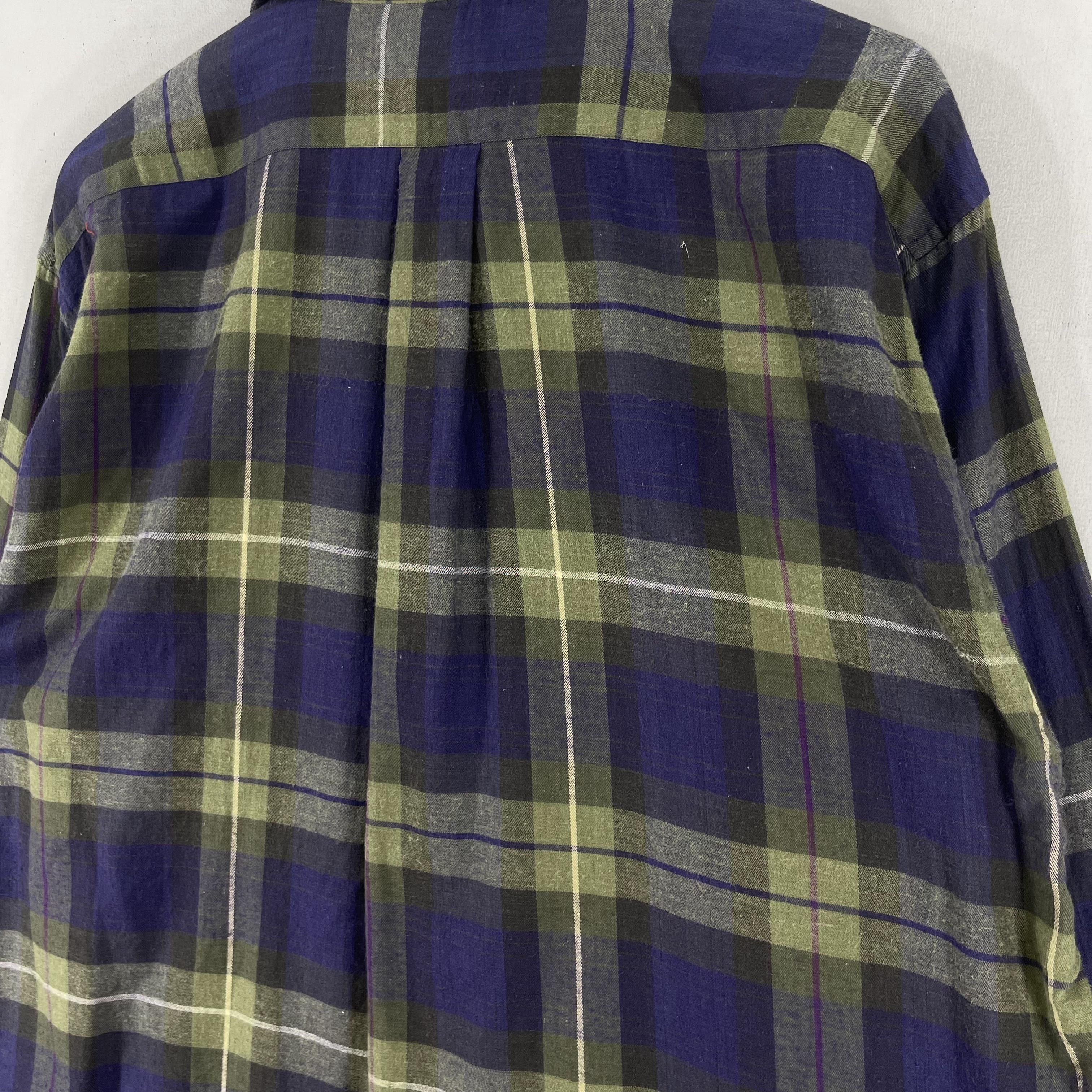 Flannel × Japanese Brand × Vintage Vintage Plaid Tartan Blue/Green Checkered Flannel Shirt Size US XL / EU 56 / 4 - 8 Thumbnail