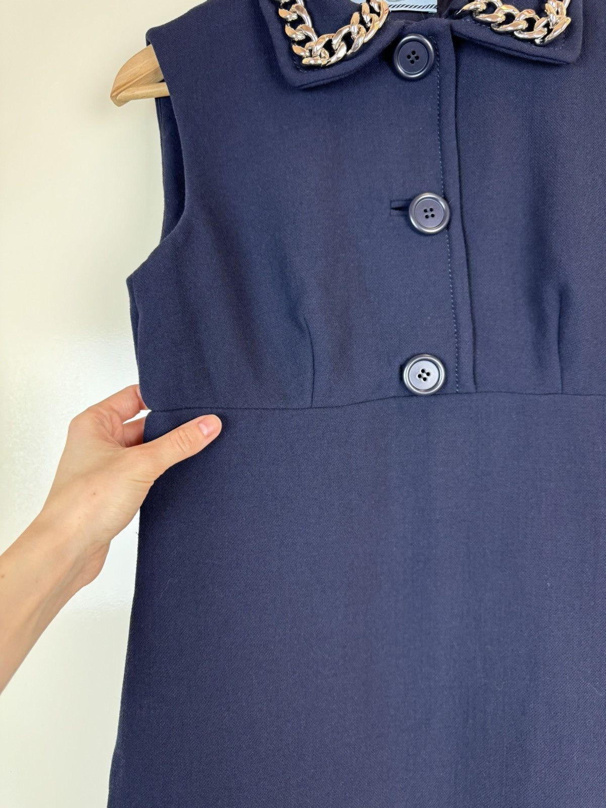 Prada Prada Wool blue midi dress gown evening casual chain collar Size M / US 6-8 / IT 42-44 - 7 Thumbnail
