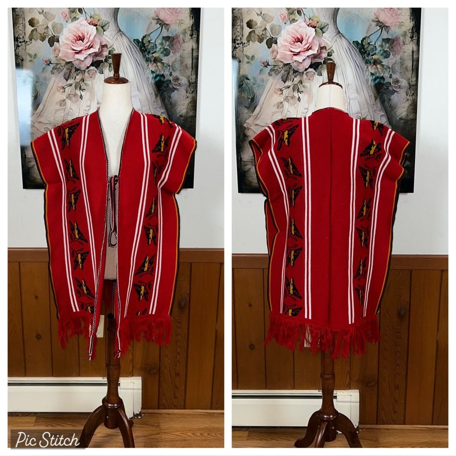 Vintage Super Cool Vintage Aztec Poncho! Size L / US 10 / IT 46 - 1 Thumbnail