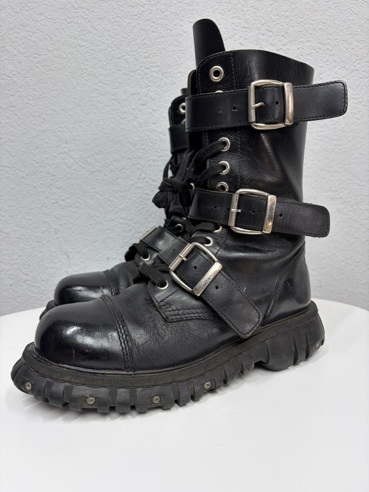 Hedi Slimane Studded Leather Multi Belted Boots Avant-Garde CCP Style Y2K Size US 9.5 / EU 42-43 - 7 Thumbnail