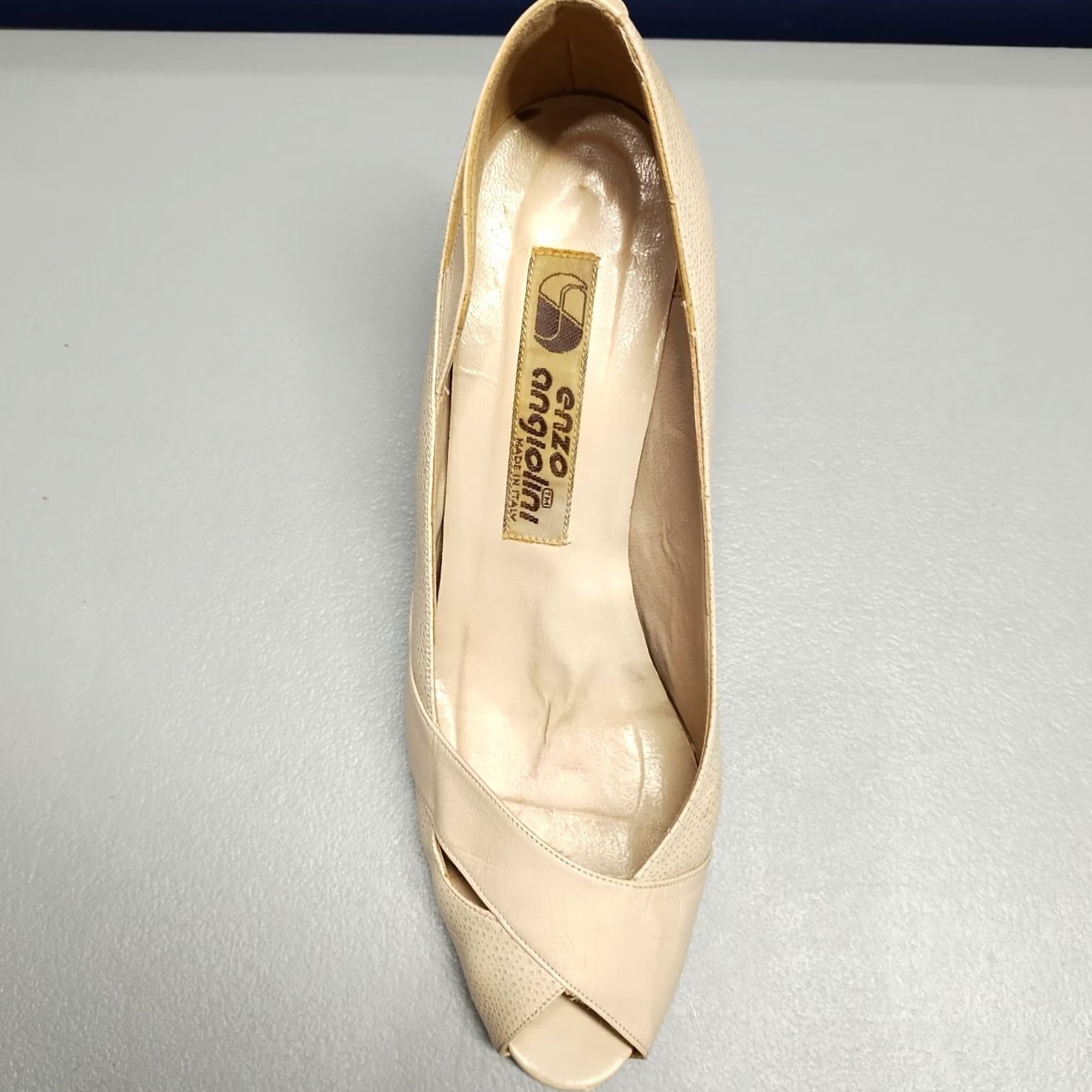 Vintage Enzo Angiolini Womens Size 5.5 Pump Heels Leather Tan Peep Toe Slip On Size US 6 / IT 36 - 5 Thumbnail