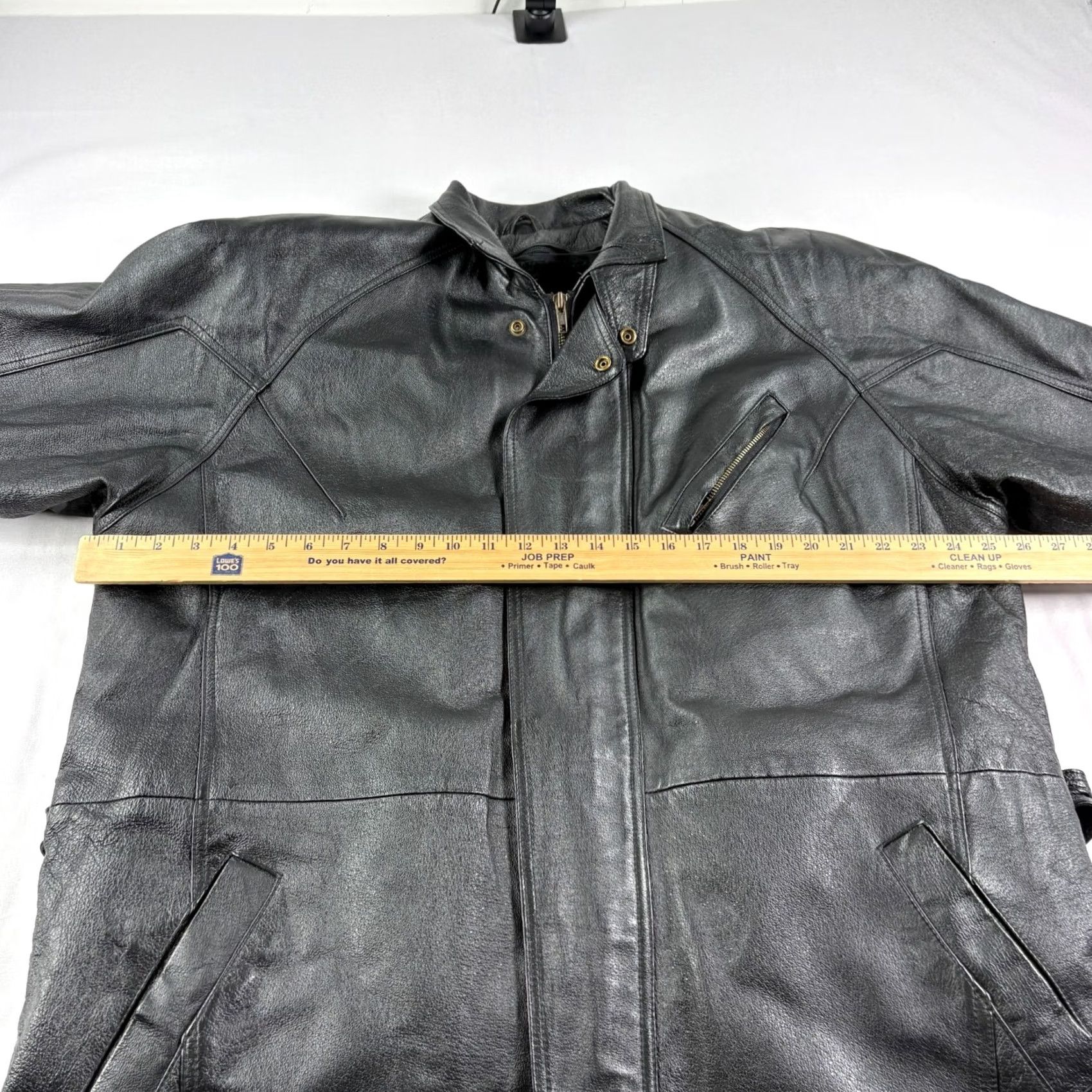 Cougar Cougar Jacket Mens XL Black Leather Full Zip Biker Trench Lined Size US XL / EU 56 / 4 - 7 Thumbnail