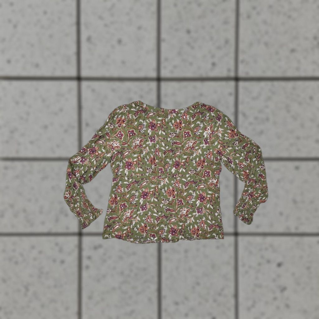 Loft LOFT Blouse Top Women Long Sleeve Crew Neck Floral Green Size M Rayon Mens? Womens Size M / US 6-8 / IT 42-44 - 1 Thumbnail