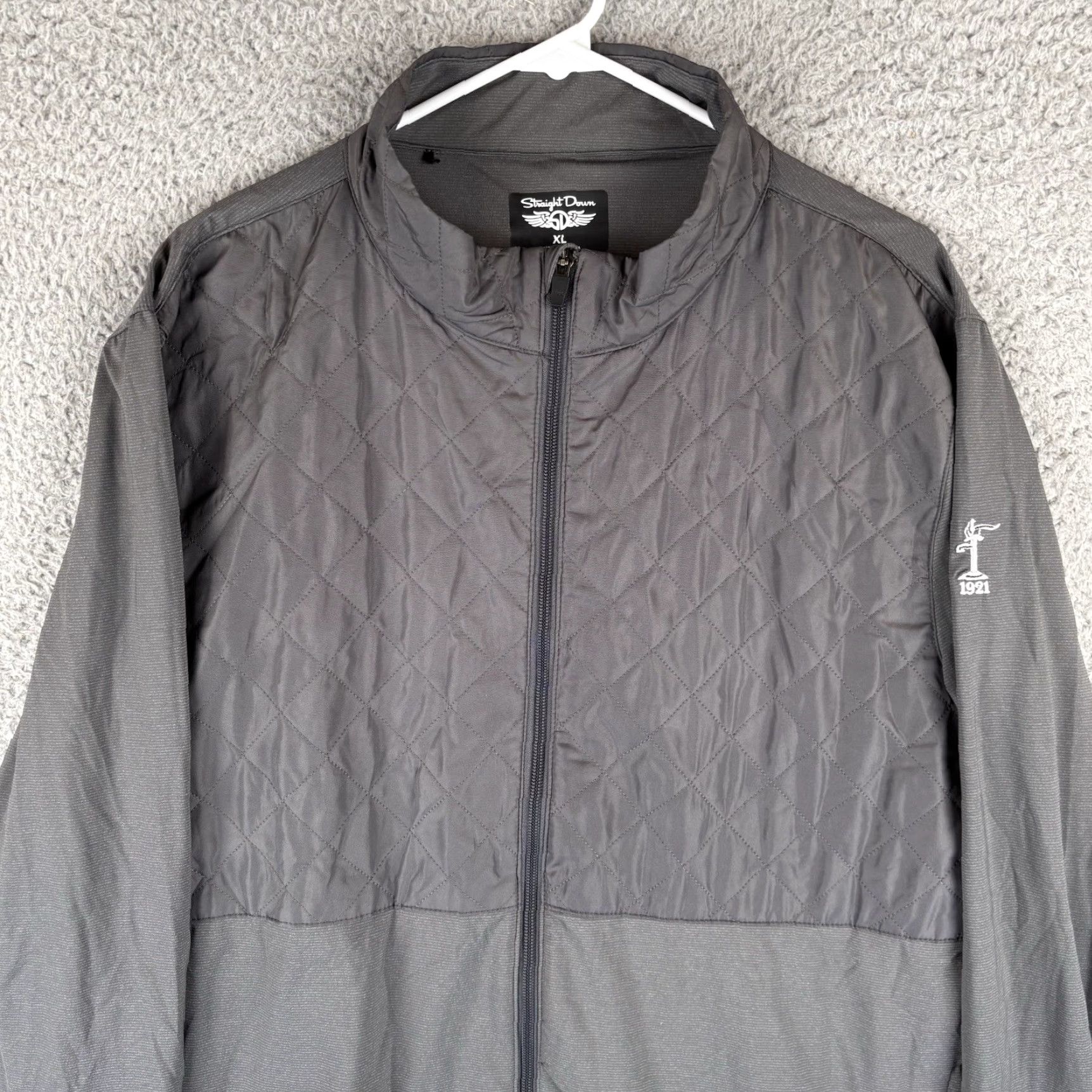 Logo 7 Straight Down Jacket Men XL Gray Full Zip Lightweight Golf Course Logo Size US XL / EU 56 / 4 - 2 Thumbnail