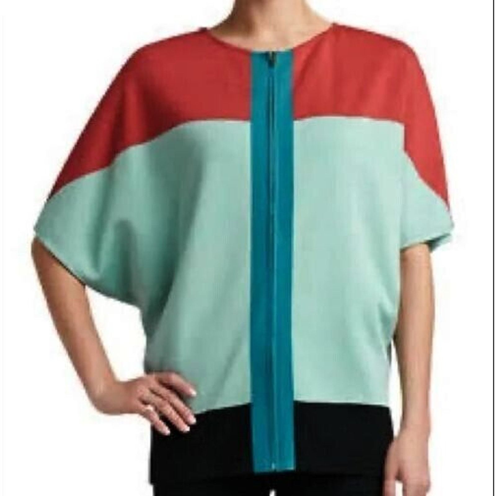 ST JOHN Milano Colorblock Batwing Cardigan Sweater Sz M $350