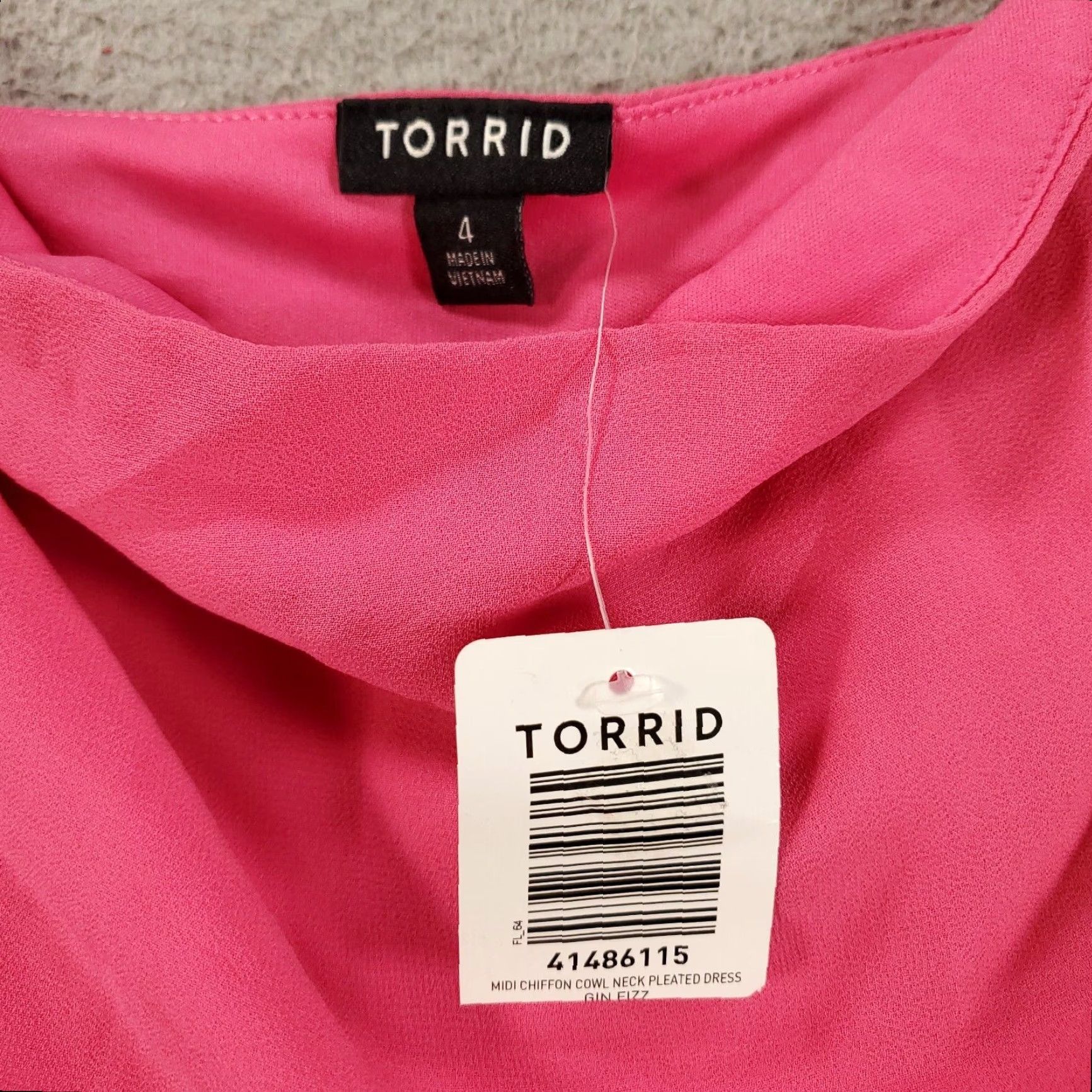 Torrid Torrid New Womens 4X Pink Midi Chiffon Cowl Neck Pleated Tank Sheer NWT Dress Size XXL / US 16-18 / IT 52-54 - 3 Thumbnail