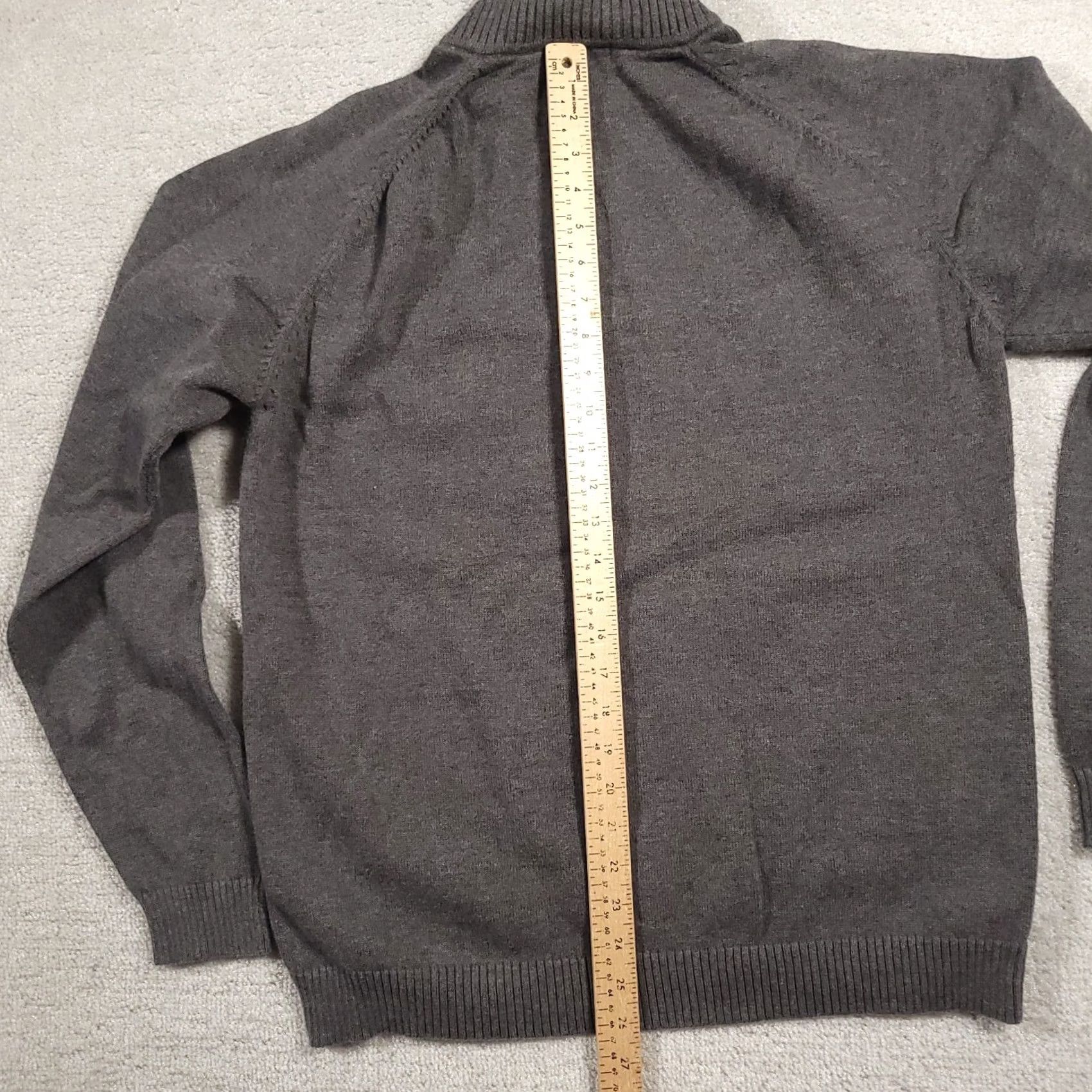 Liz Claiborne Claiborne Pullover Sweater 1/4 Zip Mens Large Gray Long Sleeve Mock Neck Diamond Pattern Knit Cotton Knitwear Shirt Size US L / EU 52-54 / 3 - 7 Thumbnail