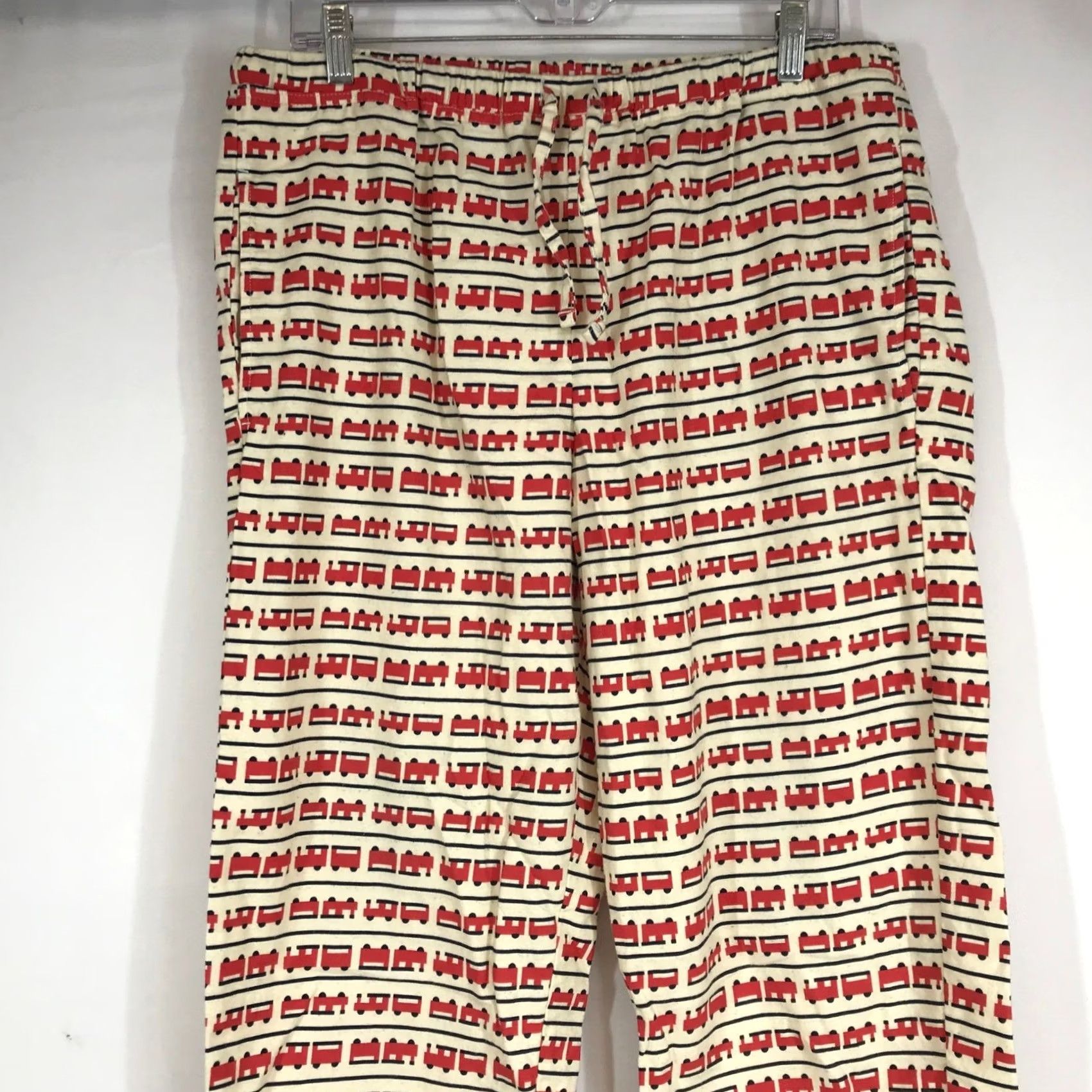 Vintage Hanna Andersson Pajama Pants Mens M Red Train Stripe 100% Cotton Lounge Pajama Bottoms Size 32" / US 10 / IT 46 - 2 Thumbnail