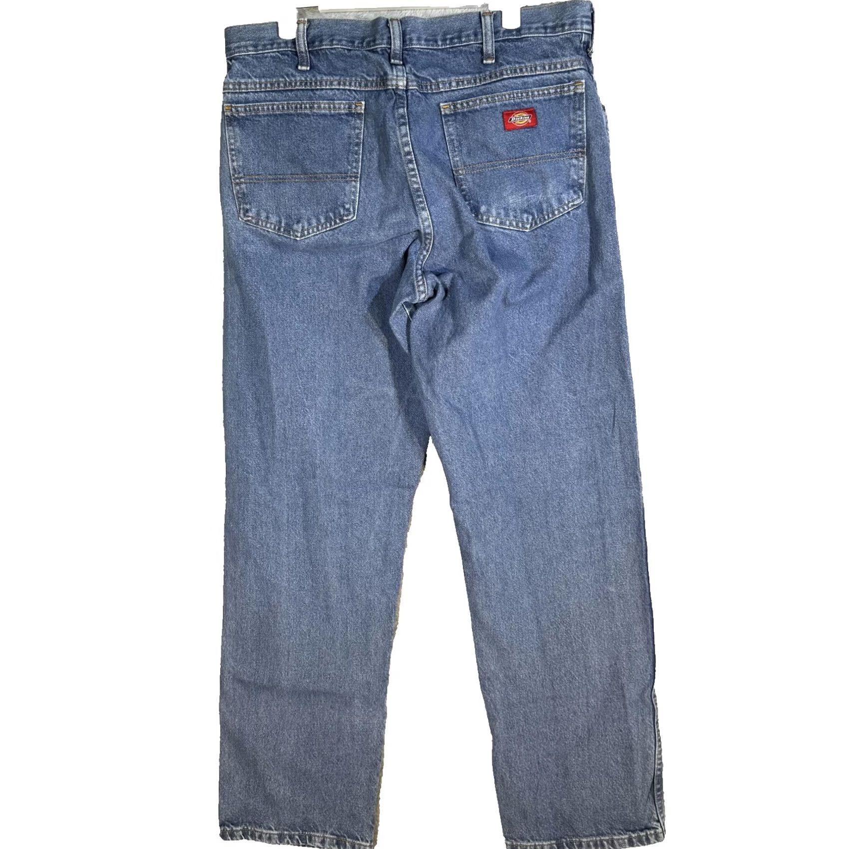 Dickies Dickies Jeans Mens 34x32 Blue Denim Straight Leg 5-Pocket Relaxed Fit W993RNB Regular Mens Jeans Blue 5-Pocket Dickies Industrial Work Jeans Size US 36 / EU 52 - 2 Thumbnail