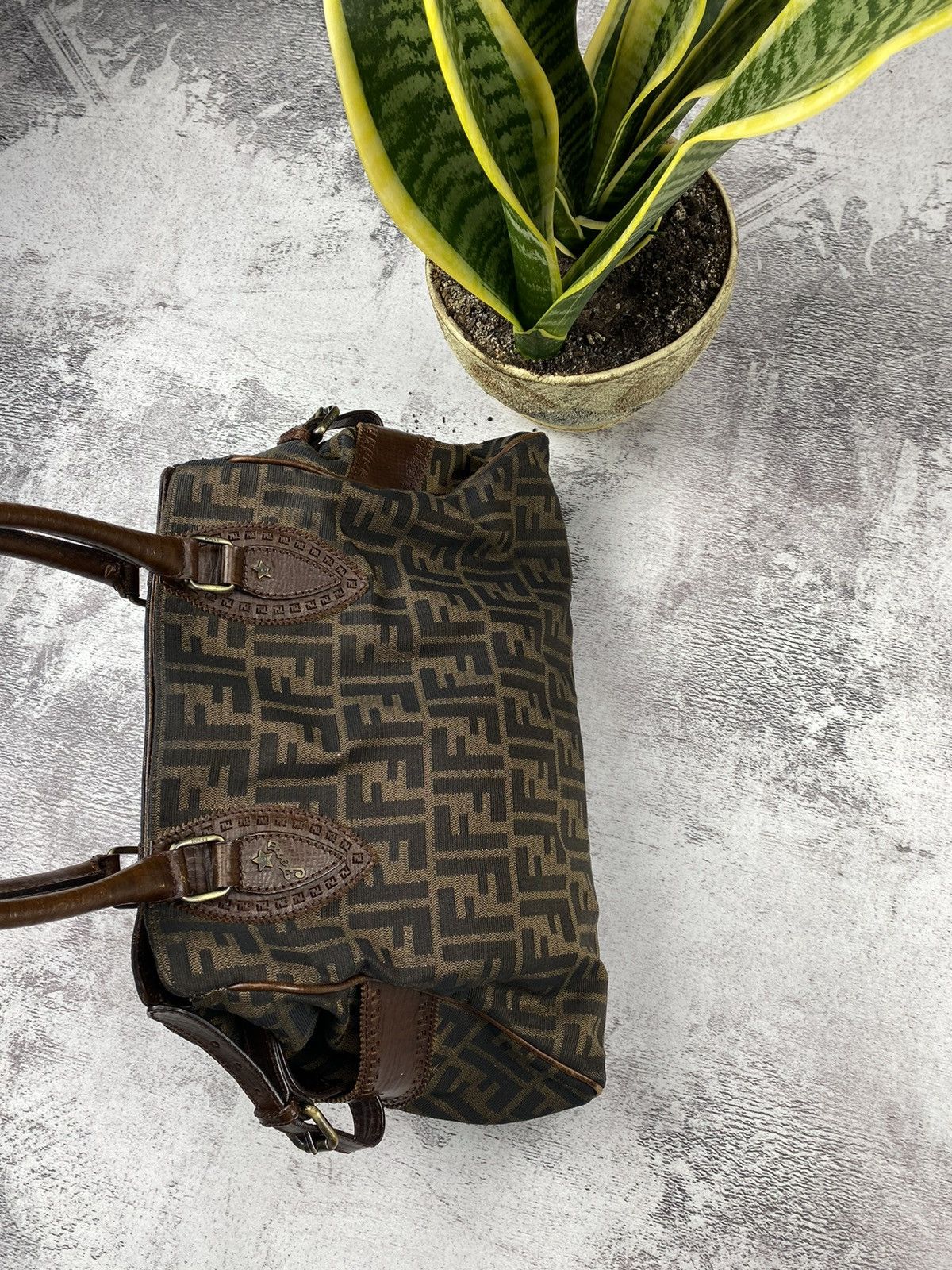 Fendi Fendi Roma Ethnico Zucca Canvas Monogram FF Brown Women’s Hand Shoulder Tote Bag Size ONE SIZE - 4 Thumbnail