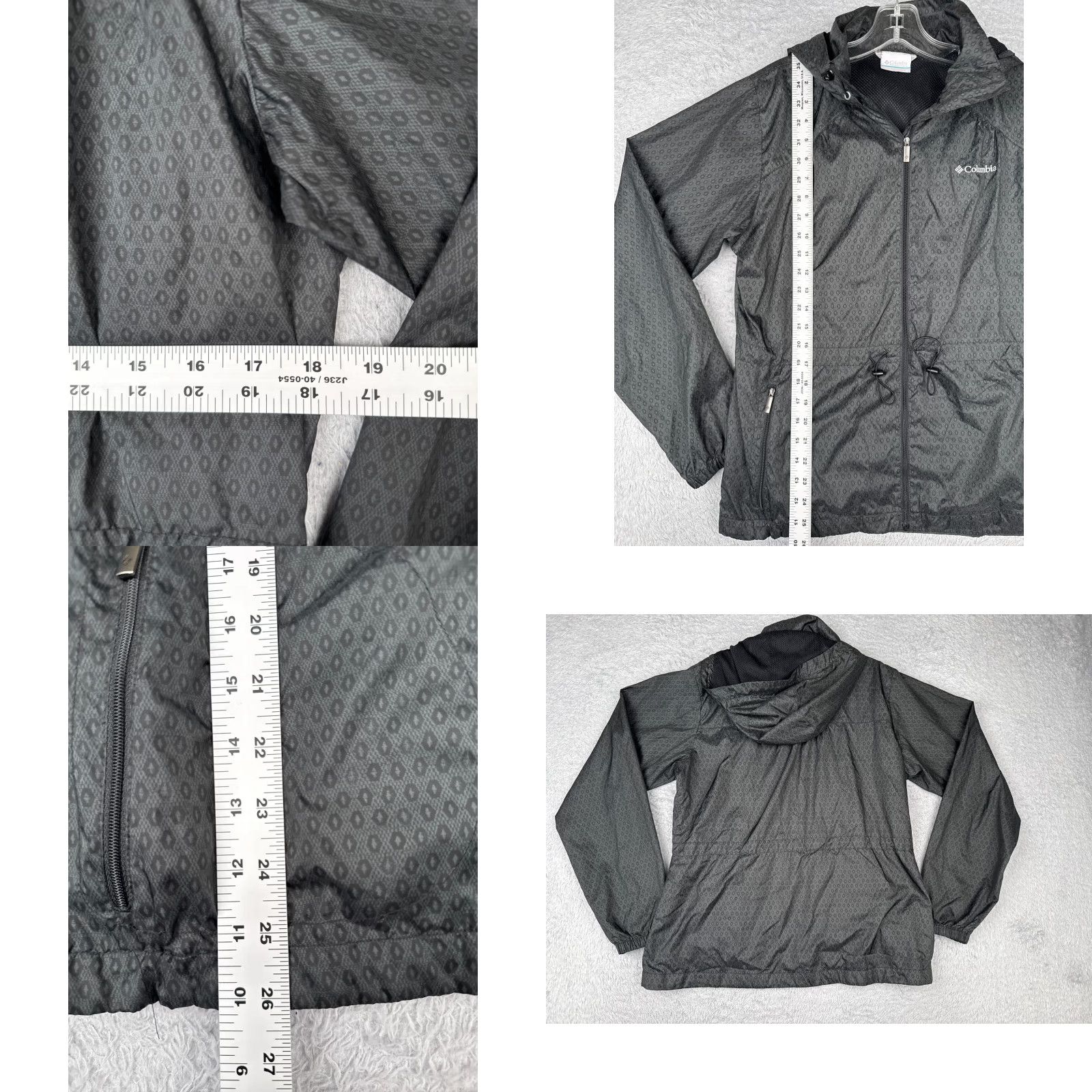 Rains Columbia Jacket Womens Medium Gray Windbreaker Hooded Full Zip Nylon Shell Size M / US 6-8 / IT 42-44 - 9 Thumbnail
