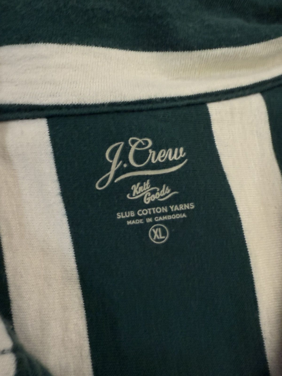 J.Crew RARE J.Crew Kraft Goods Forest Green Striped Yarn Polo XL Size US XL / EU 56 / 4 - 3 Thumbnail