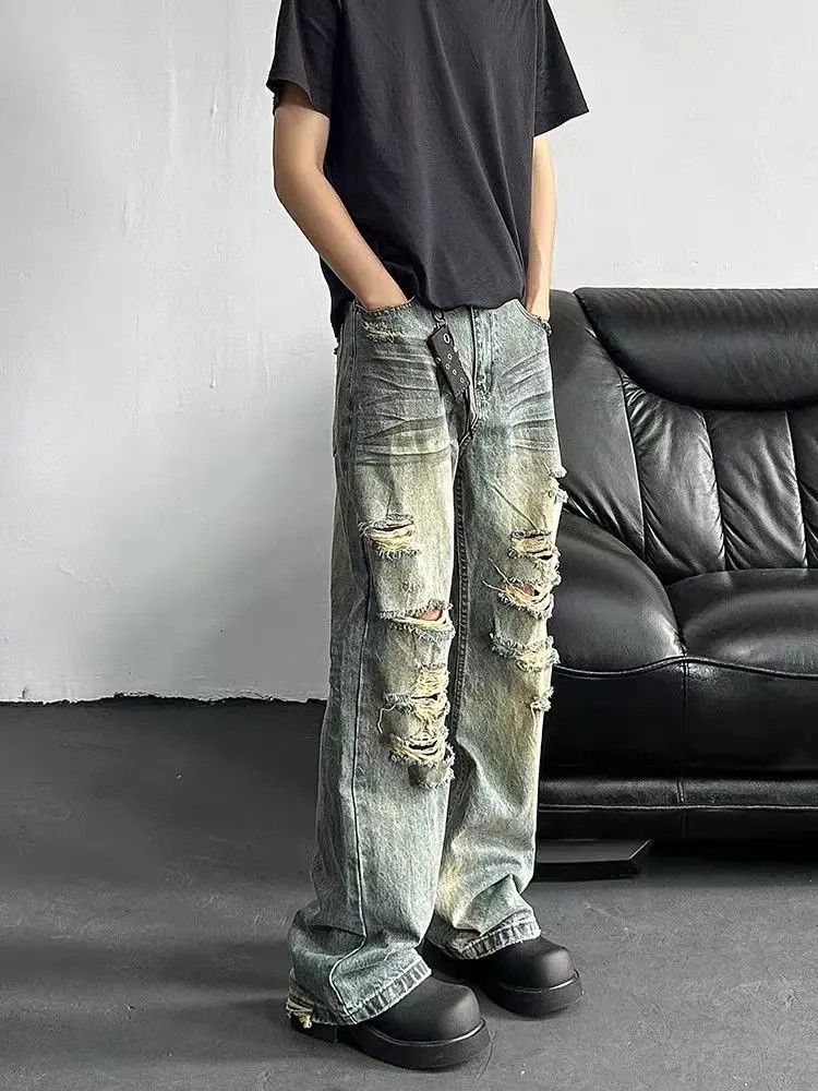 Designer × Japanese Brand Ripped and washed micro flare jeans Size US 32 / EU 48 - 4 Thumbnail