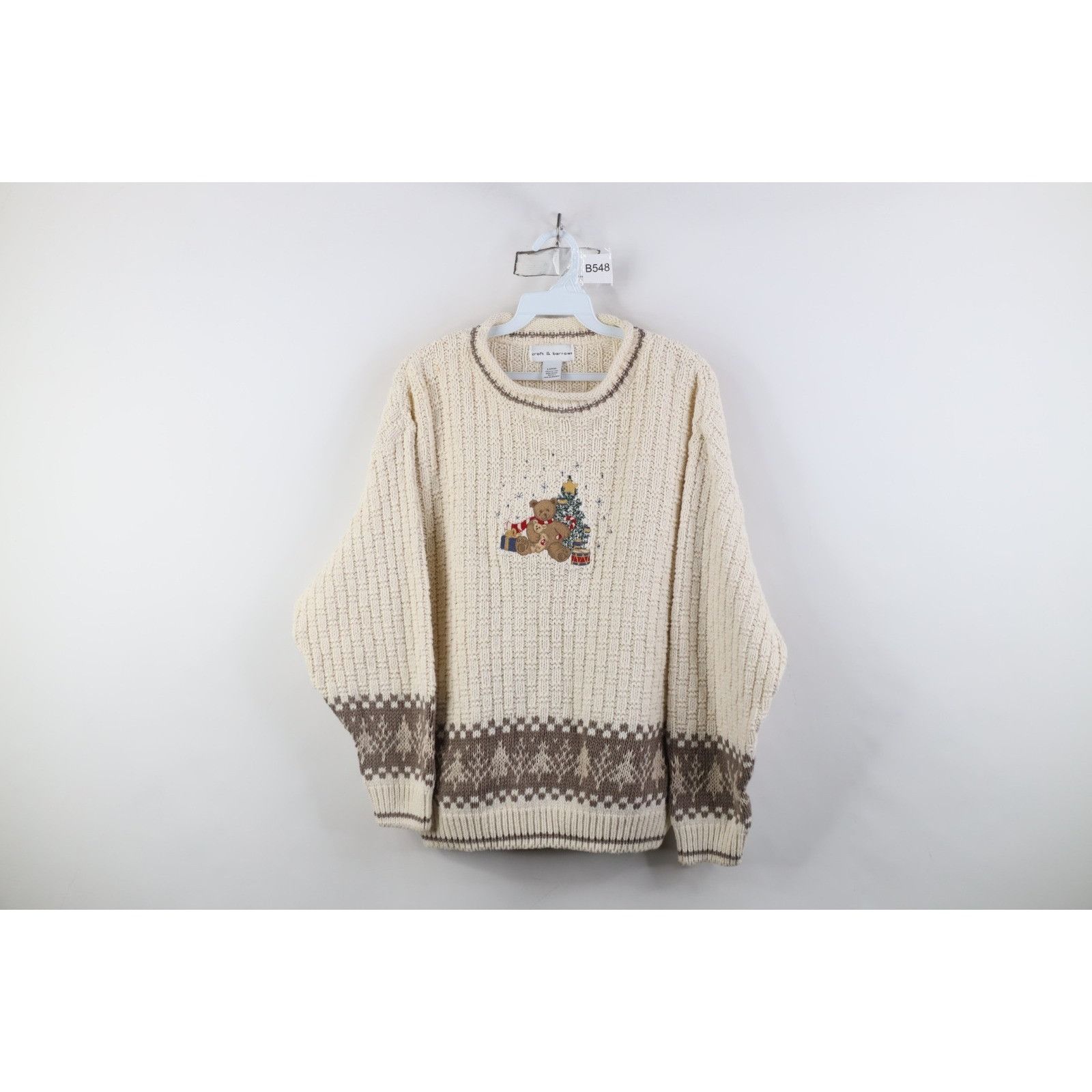 Vintage Vintage 90s Christmas Bear Chunky Marled Knit Sweater Size L / US 10 / IT 46 - 1 Thumbnail