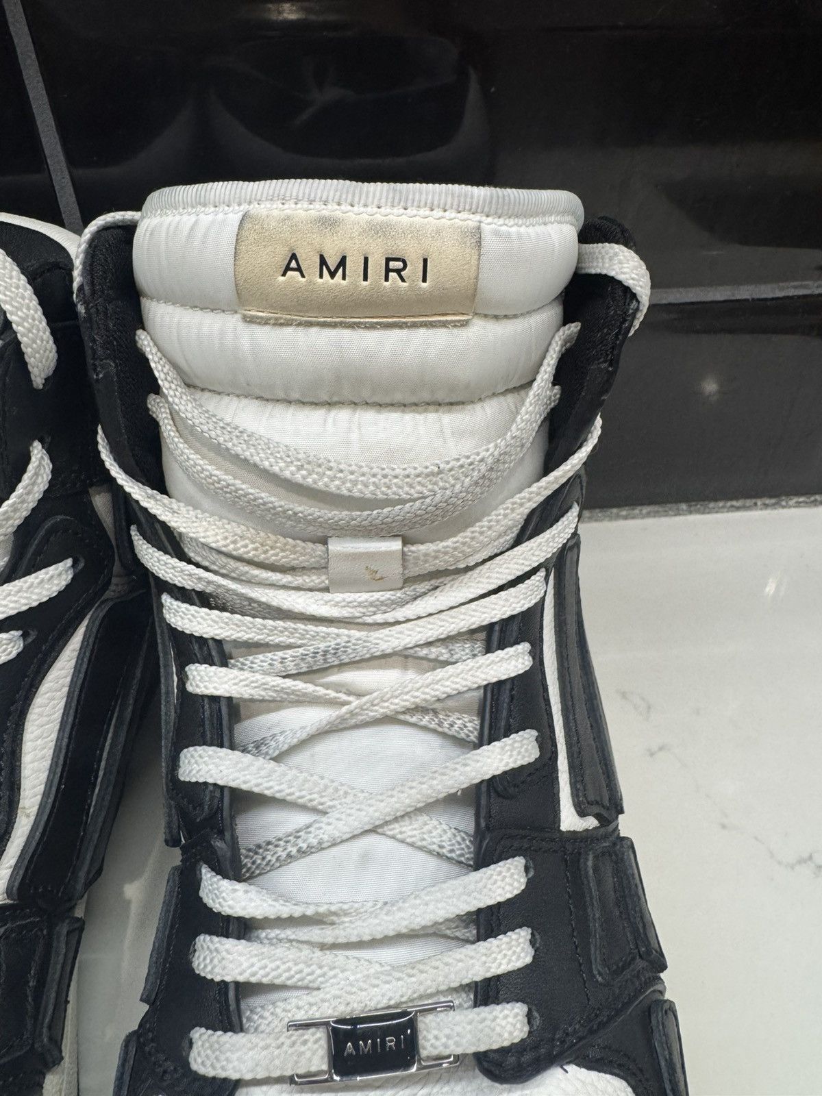 Amiri AMIRI Skel Top High Sneakers Black/White – Size 14 Size US 14 / EU 47 - 7 Thumbnail