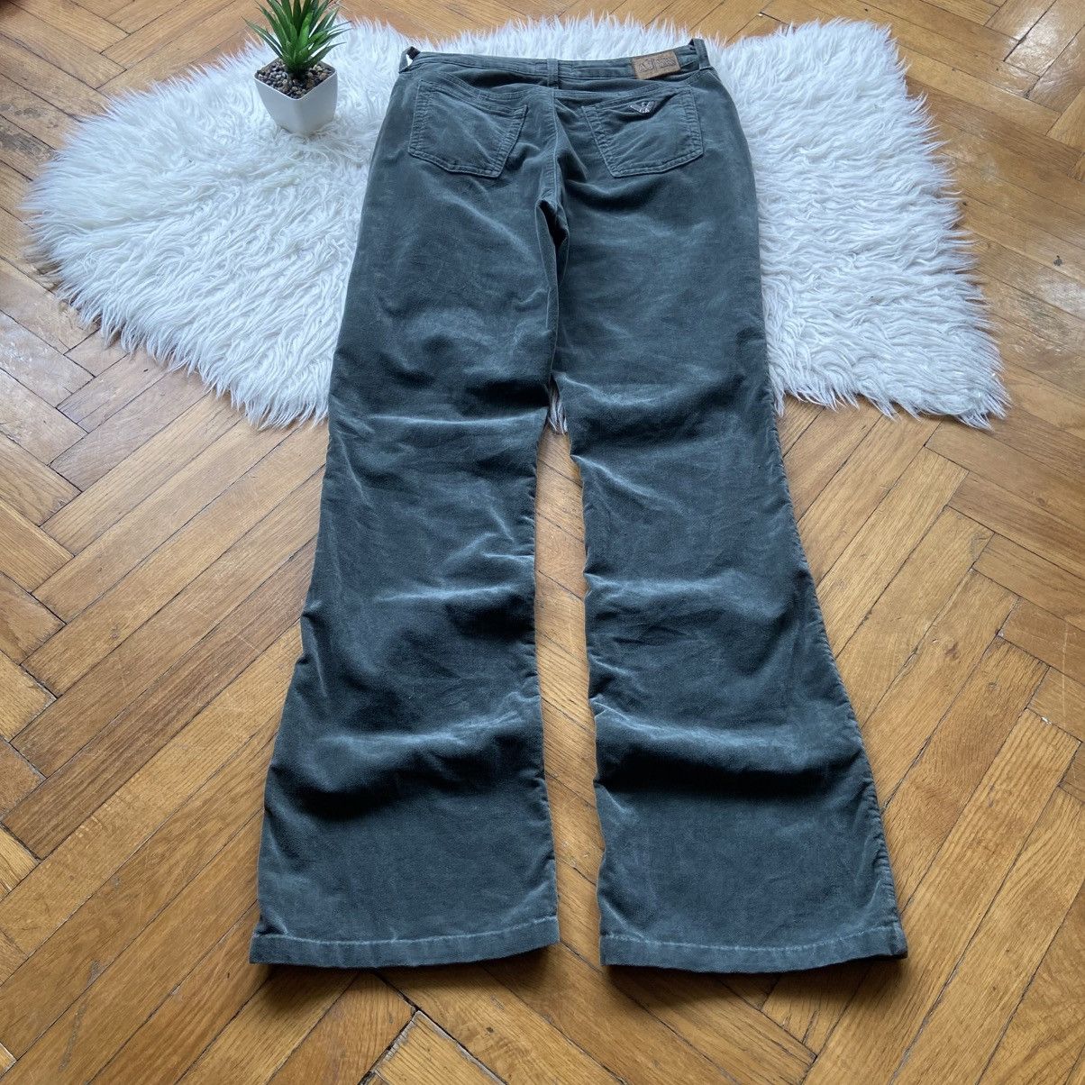 Armani 📌 Vintage Crazy Armani Jeans Velour Flared Pants Size US 32 / EU 48 - 6 Thumbnail