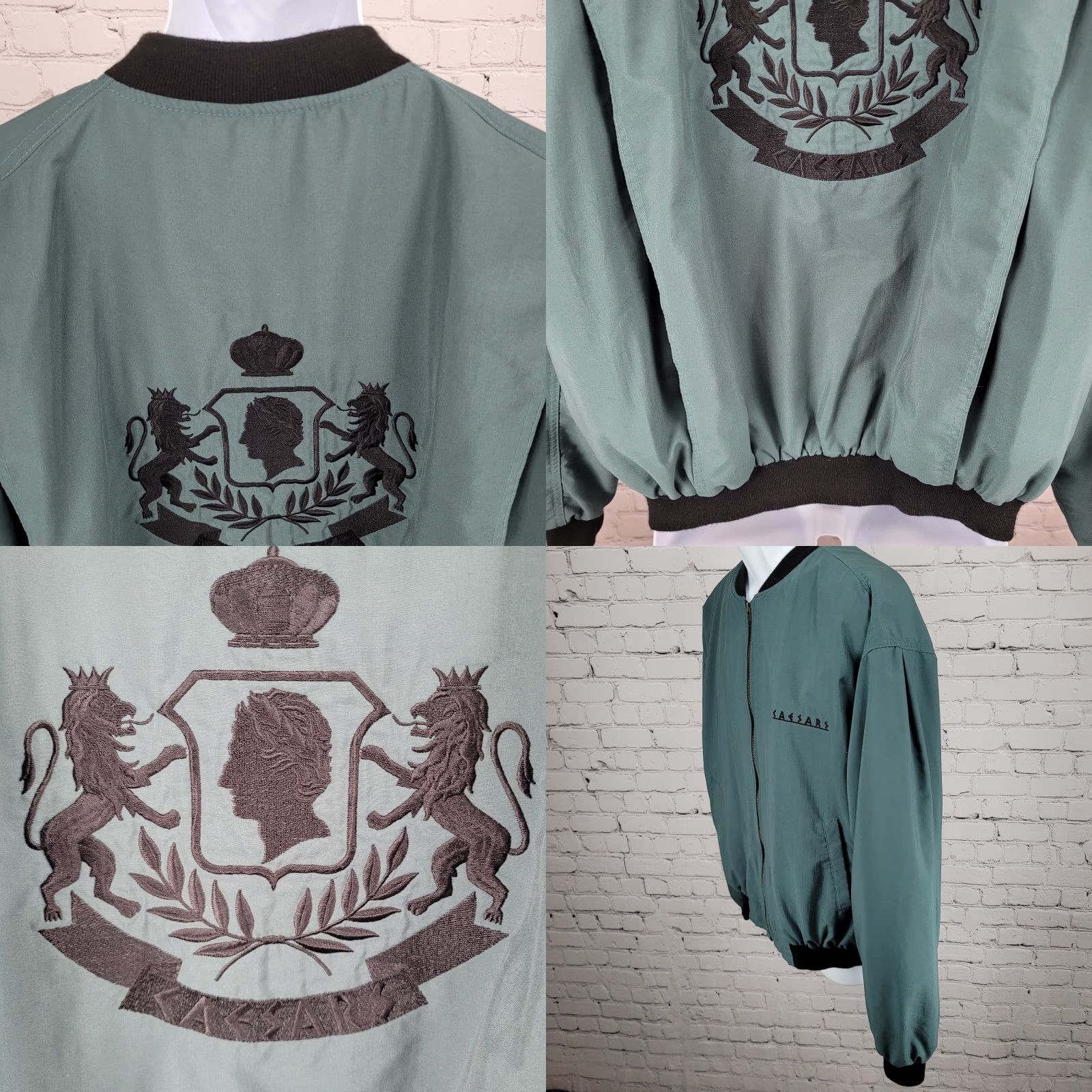 Vintage VINTAGE Caesars Green Embroidered Logos Lightweight Full Zip Bomber Jacket Size 2XL Size US XXL / EU 58 / 5 - 8 Thumbnail