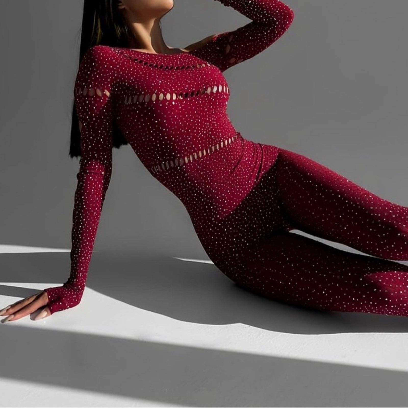 Other New Chic Off-Shoulder Burgundy Jumpsuit one size Size ONE SIZE - 5 Thumbnail